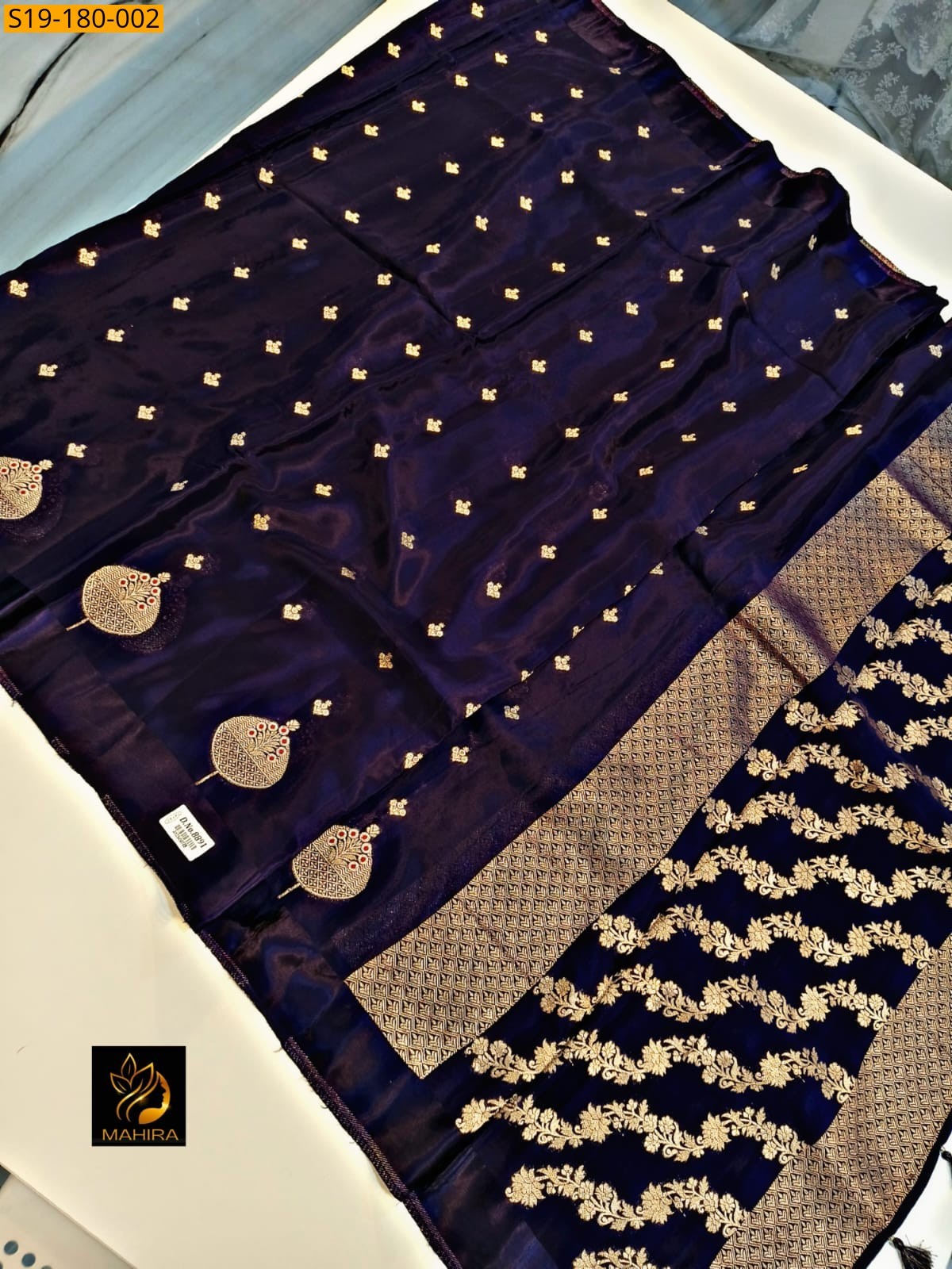 Dark Purple Banarasi Semi katan Silk Saree