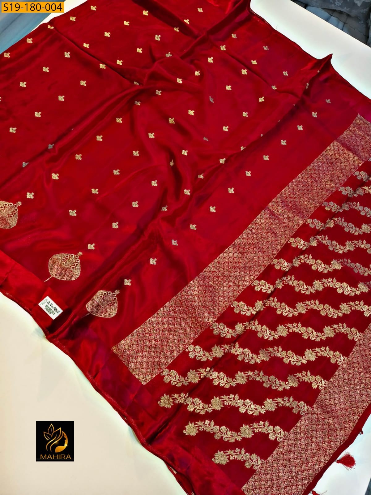 Red Banarasi Semi katan Silk Saree