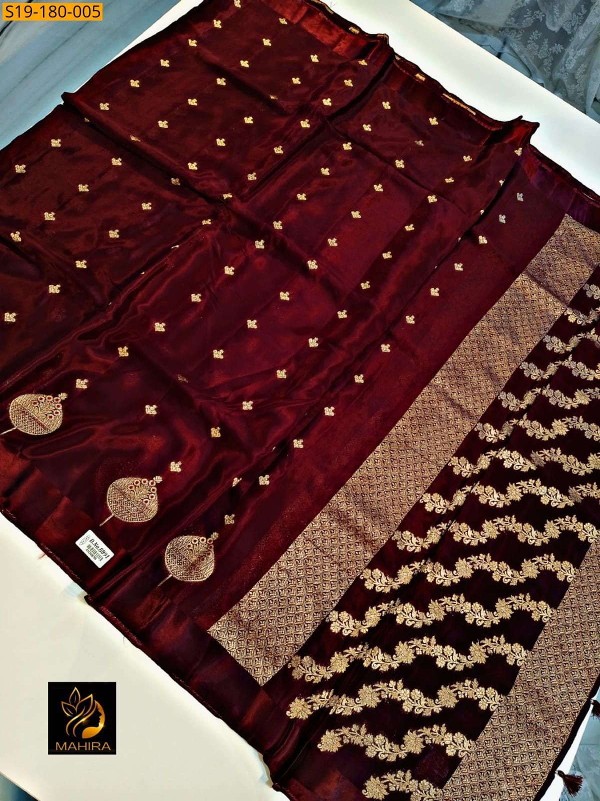 Maroon Banarasi Semi katan Silk Saree