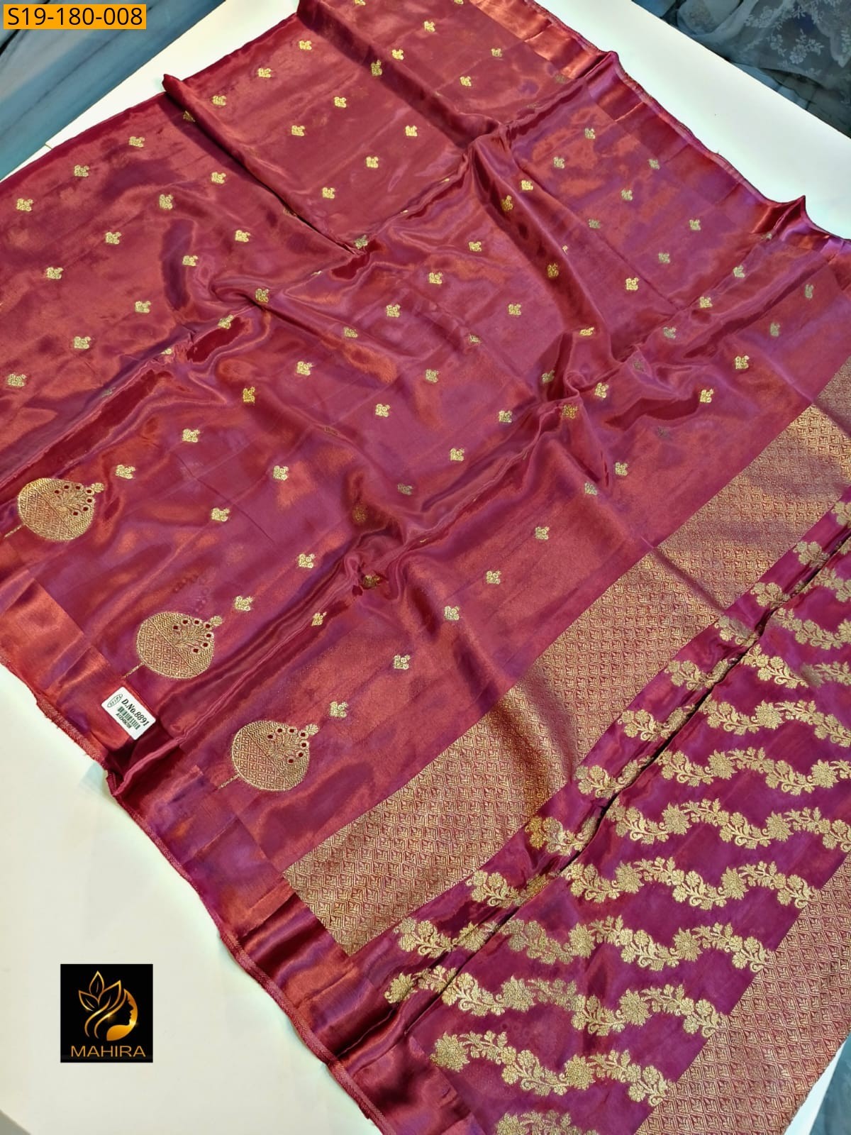 Rose Banarasi Semi katan Silk Saree