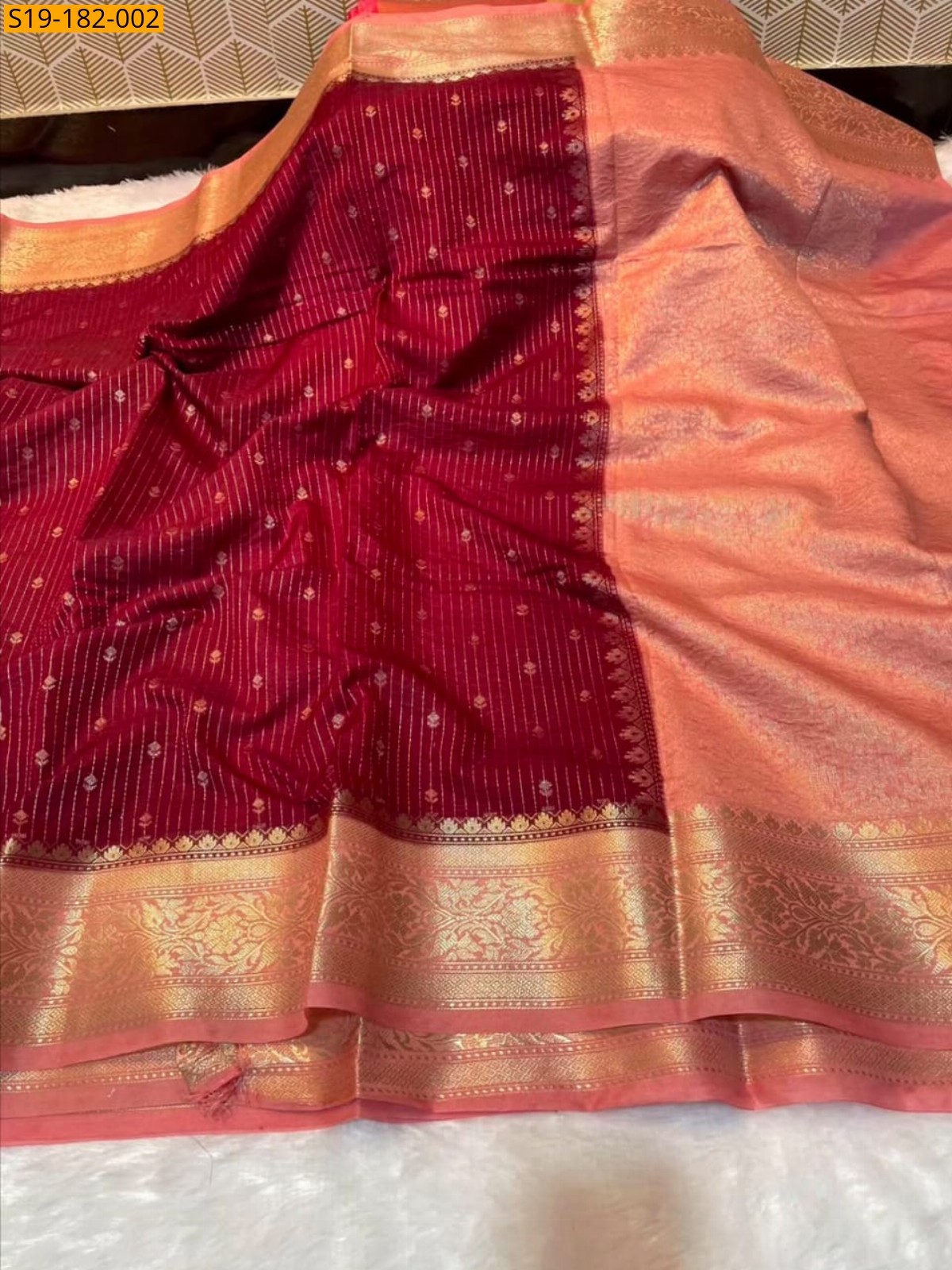 Maroon Fancy Banarasi Chiniya Soft Silk Saree