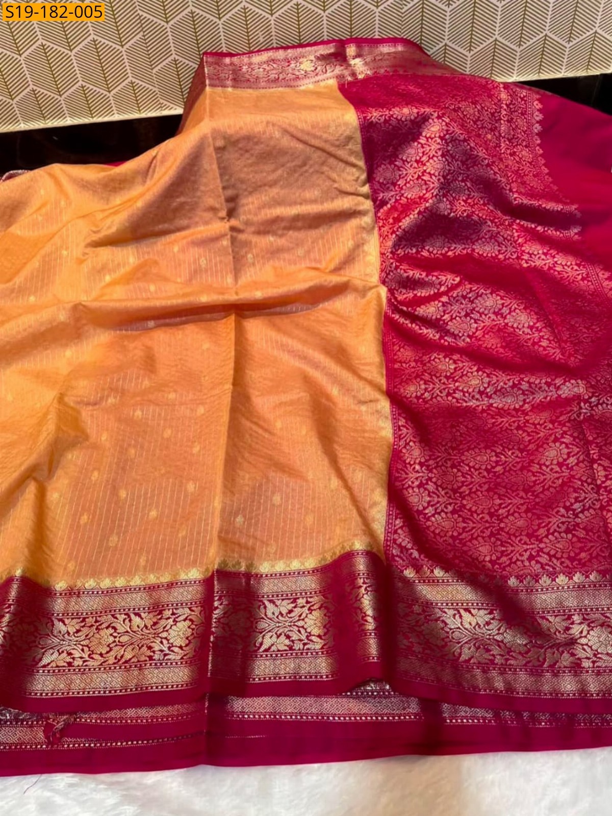 Yellow Fancy Banarasi Chiniya Soft Silk Saree