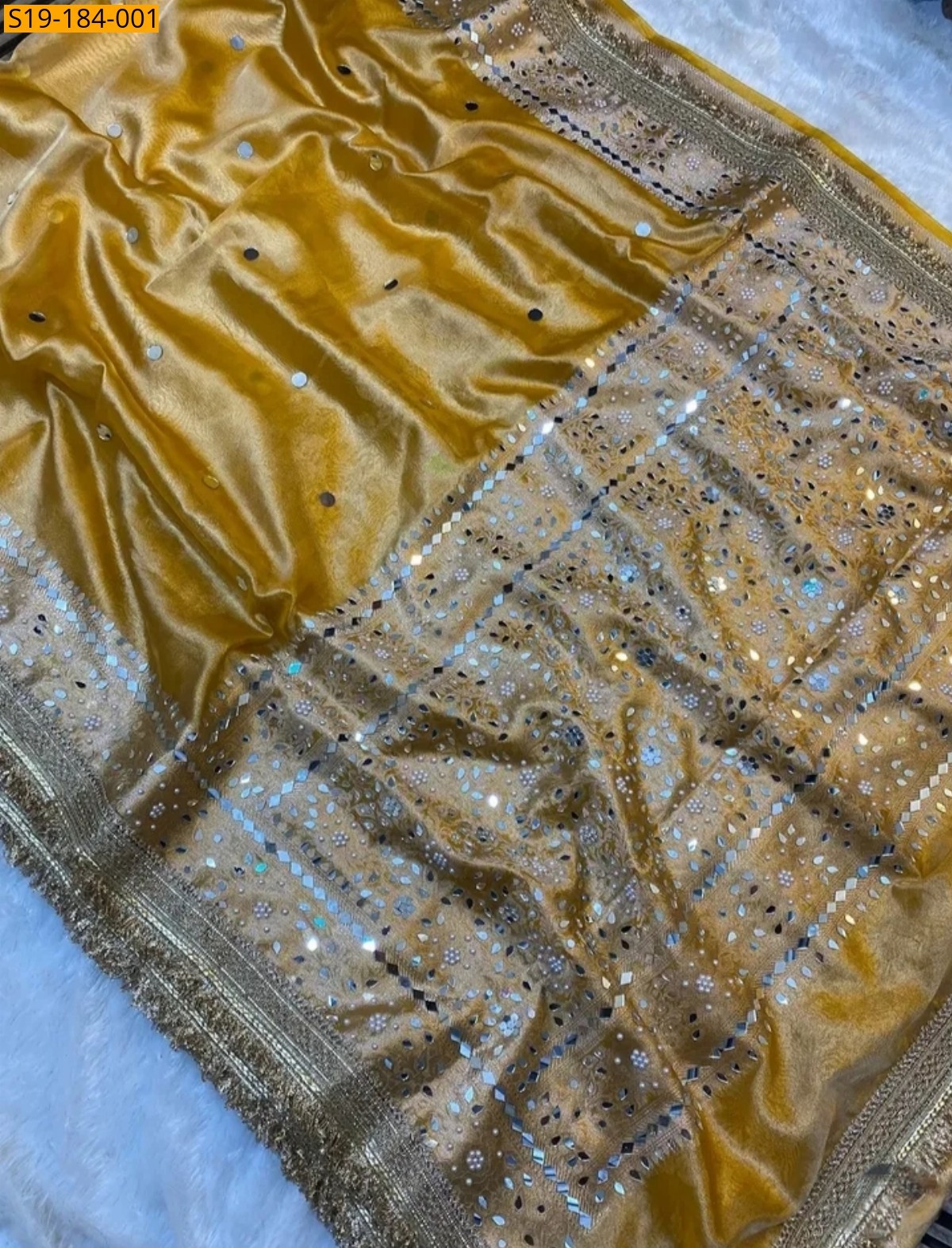 Yellow Fancy Banarasi Soft Tissue Silk Saree