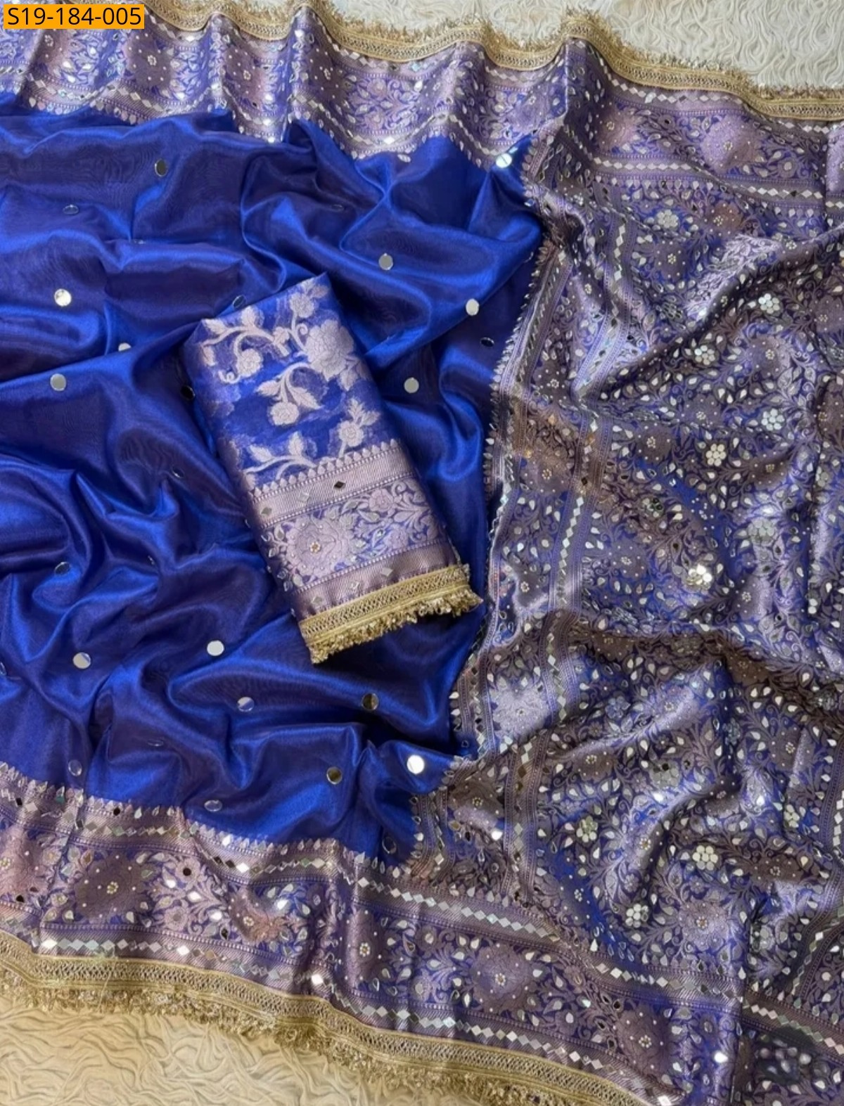 Navy blue Fancy Banarasi Soft Tissue Silk Saree
