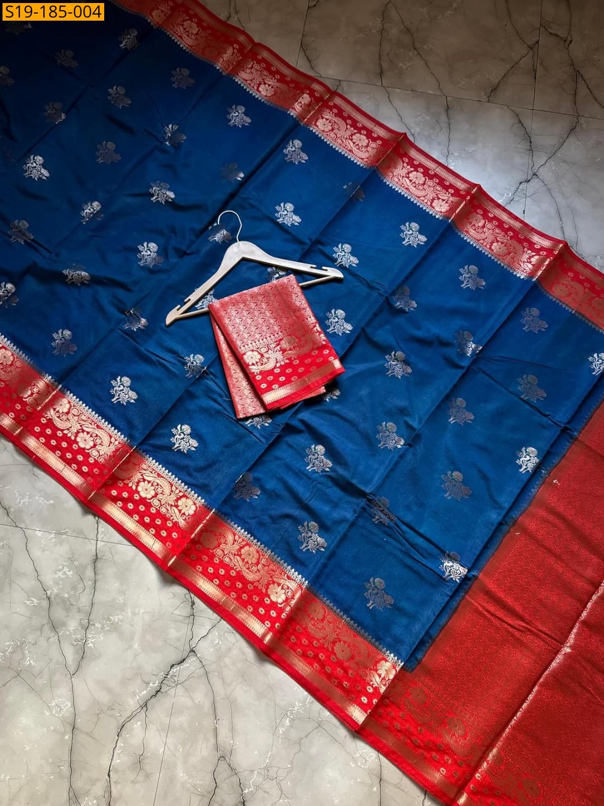 Blue Fancy Banarasi Semi Georgette Dyble Saree