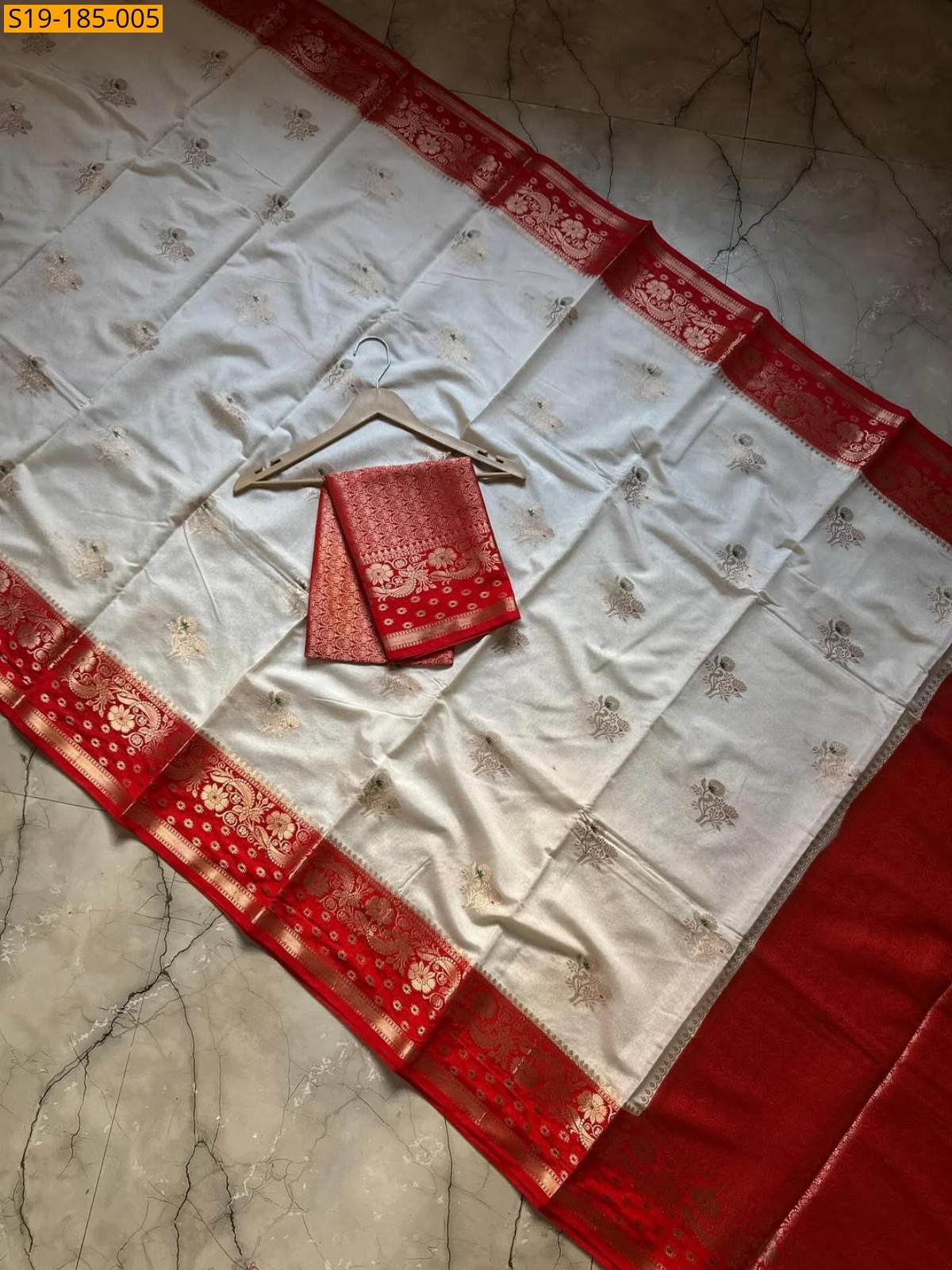 White Fancy Banarasi Semi Georgette Dyble Saree
