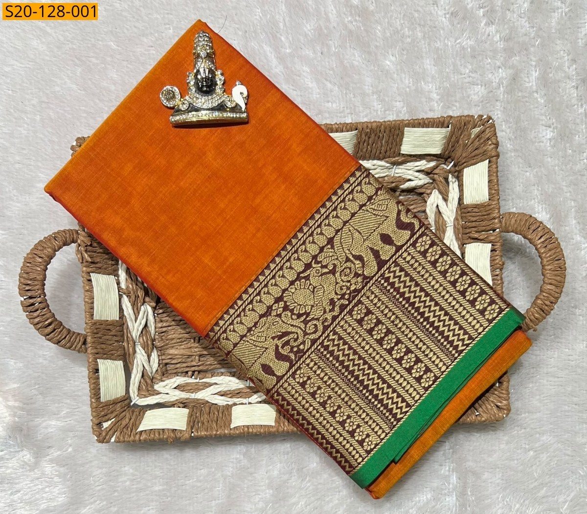 Orange Traditional Narayanpet Saree