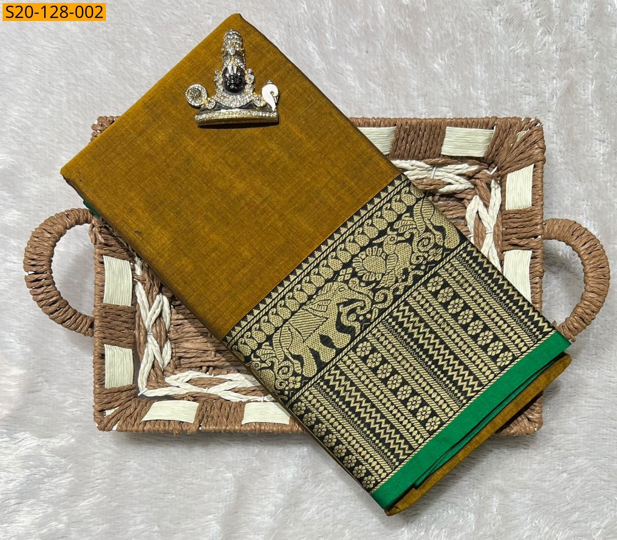 Brown Traditional Narayanpet Saree