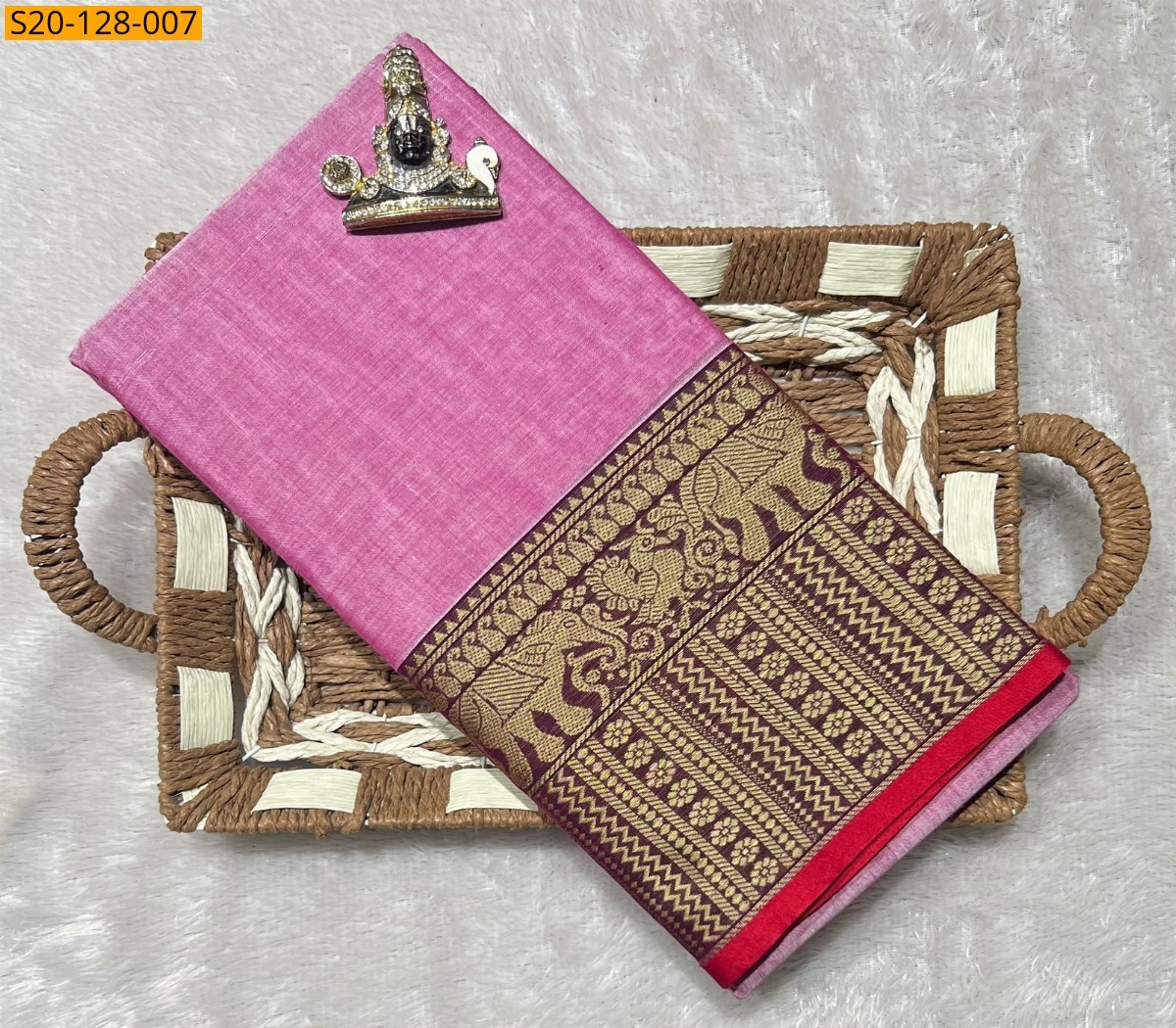 Pink Traditional Narayanpet Saree