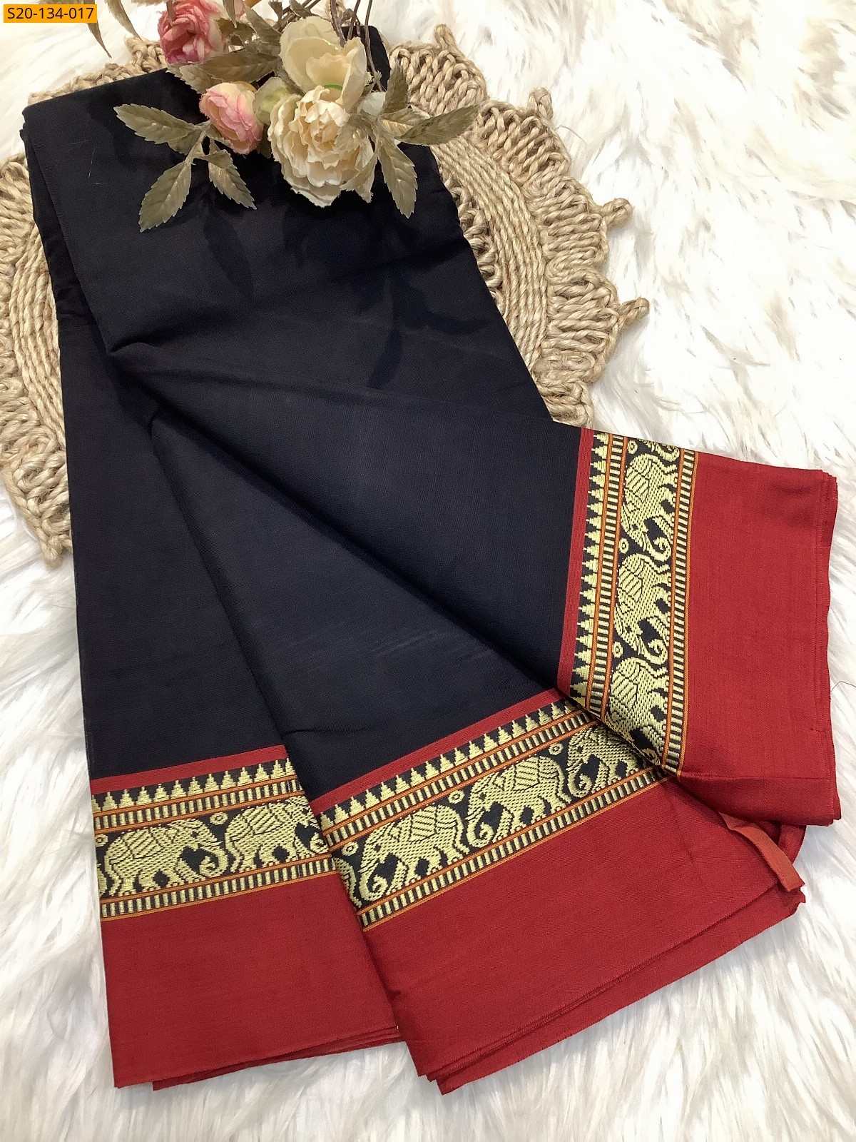 Black Narayanpet soft cotton sarees