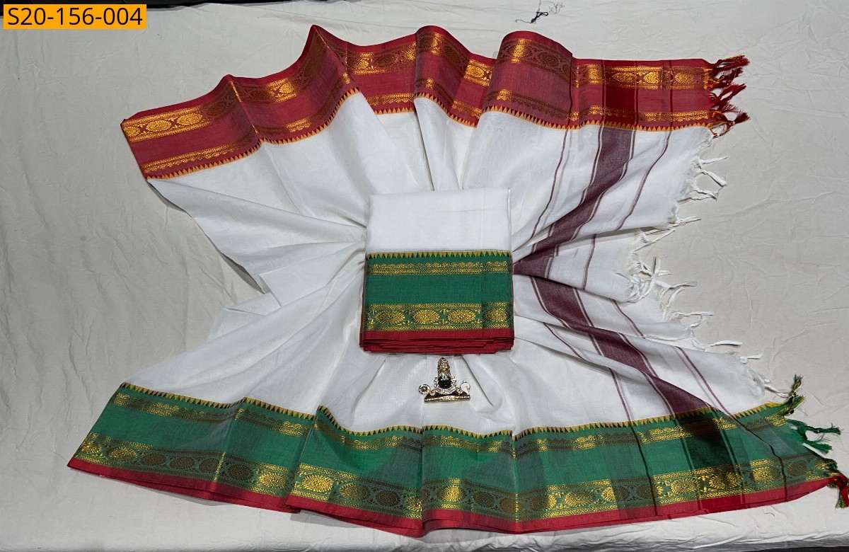 White Traditional handwoven narayanpet material