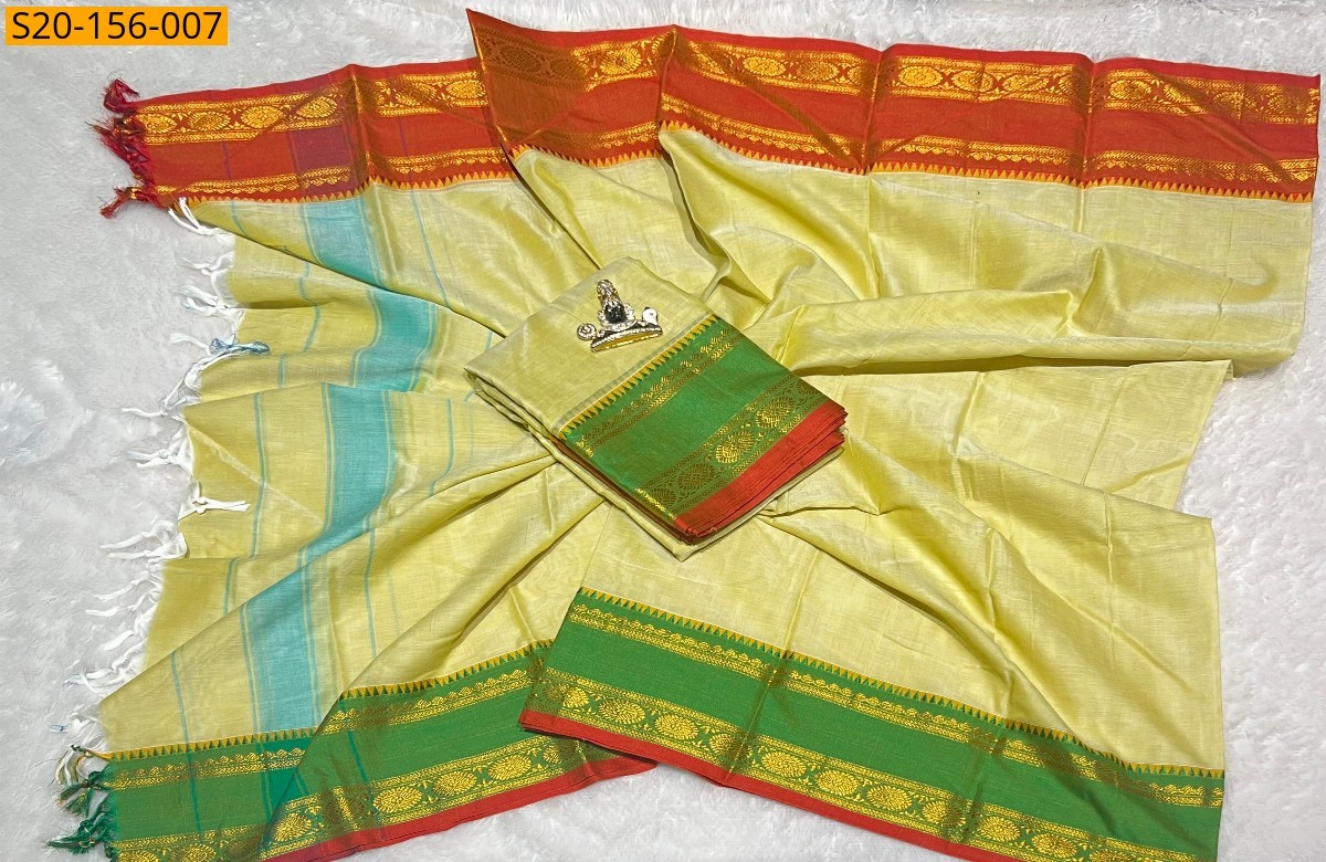 Yellow Traditional handwoven narayanpet material