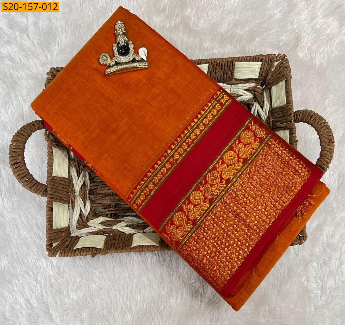 Orange Traditional handwoven narayanpet cotton sarees 