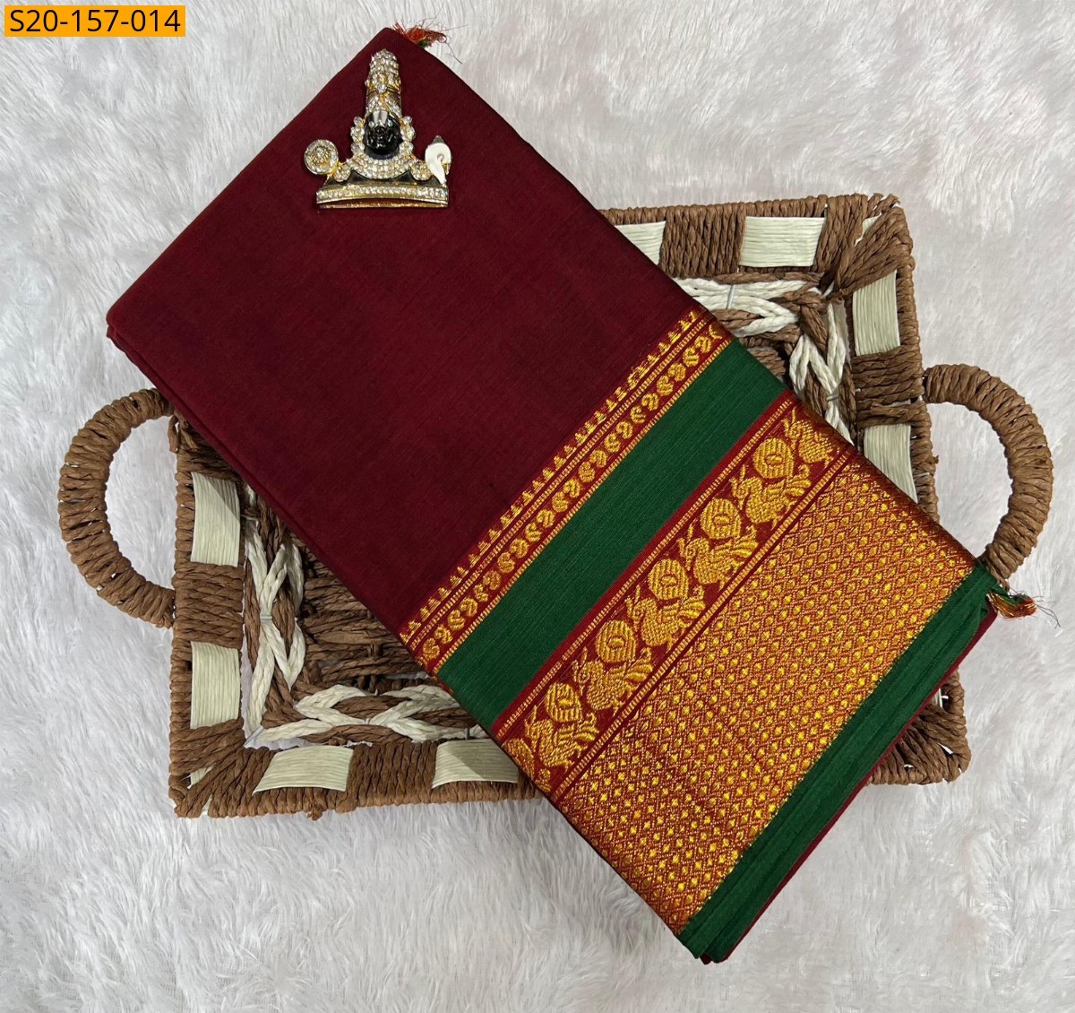 Maroon Traditional handwoven narayanpet cotton sarees 