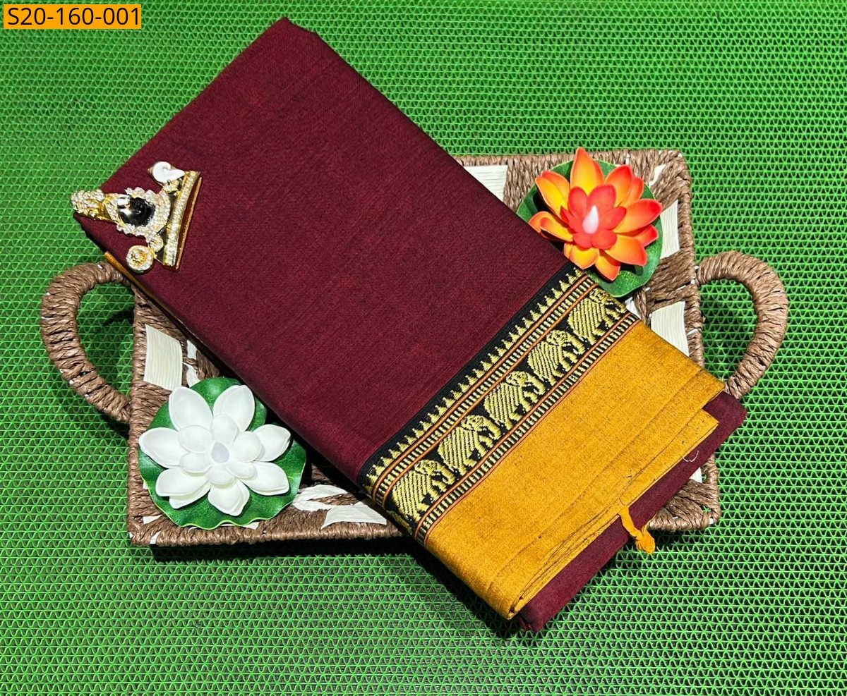 Maroon Narayanpet saree
