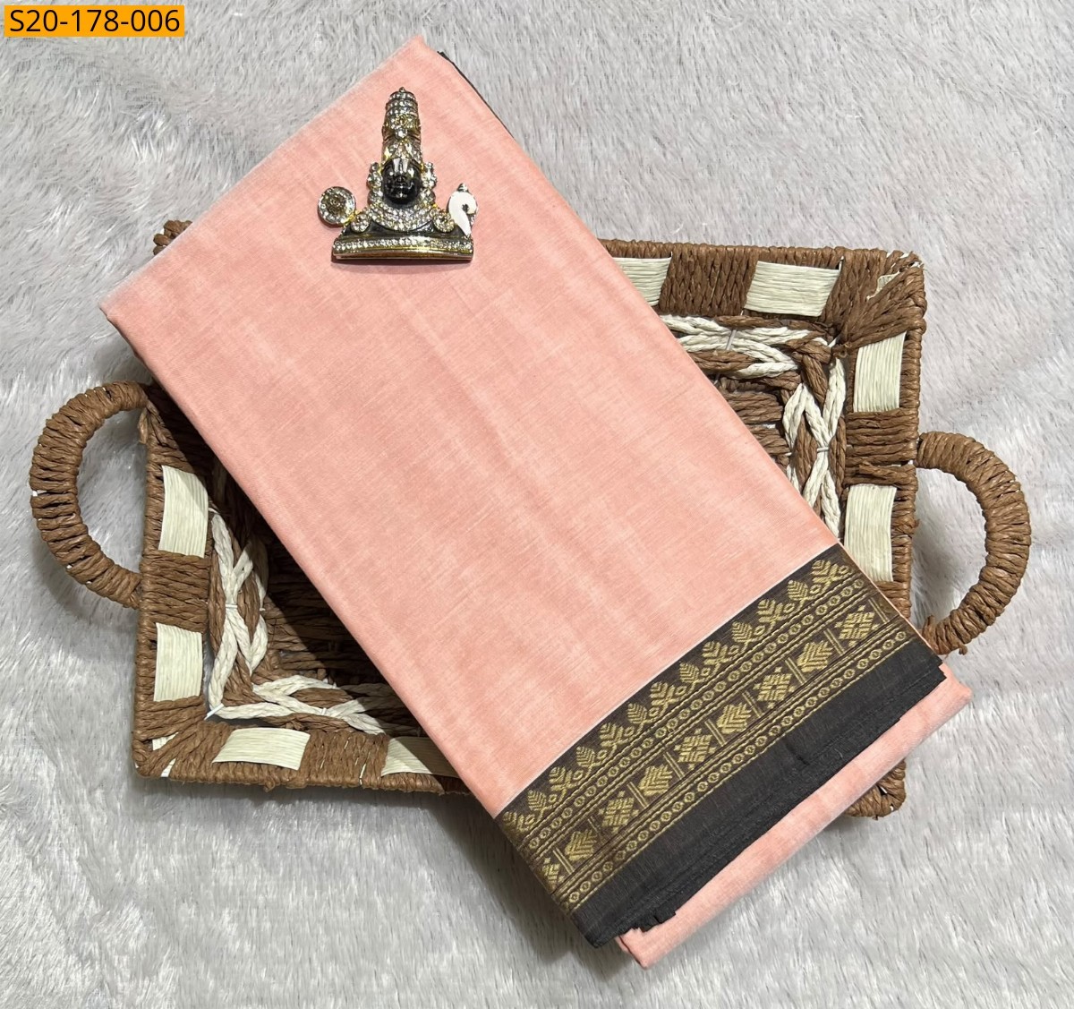 Light peach Pure Narayanpet saree