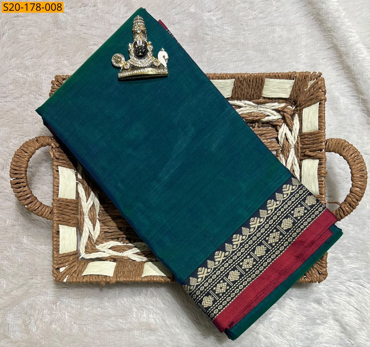Bottle green Pure Narayanpet saree