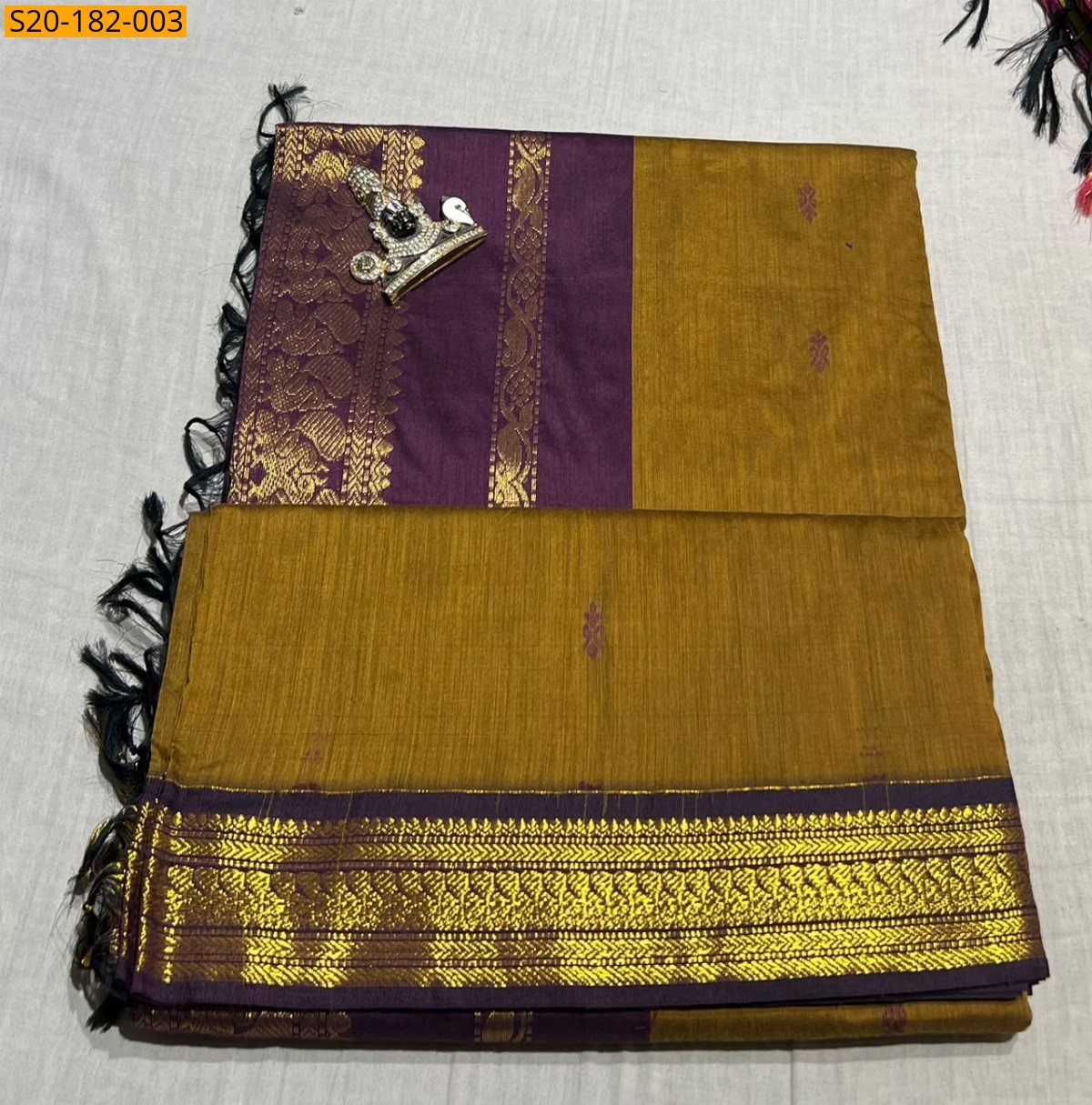 Mustard Fancy Kalyani Cotton Sarees