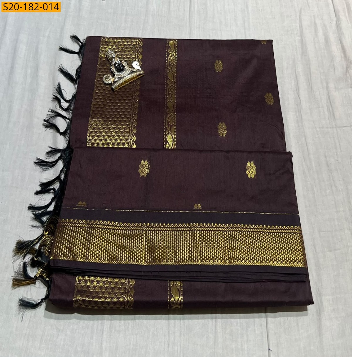 Coffee Brown Fancy Kalyani Cotton Sarees