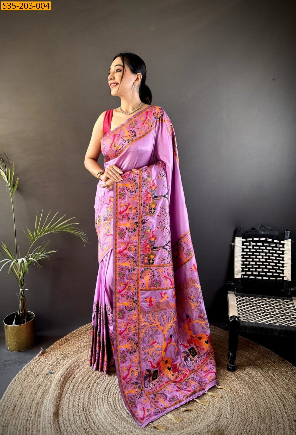Pink Fancy Pashmina Kashmiri Sarees
