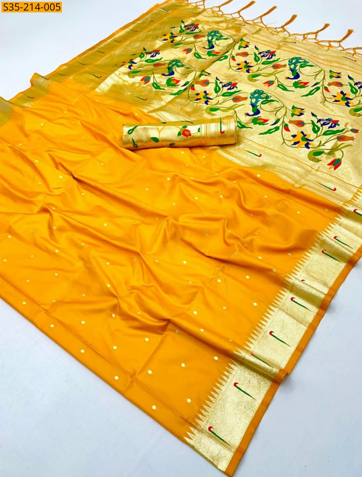 Yellow Paithani Soft Silk Sarees