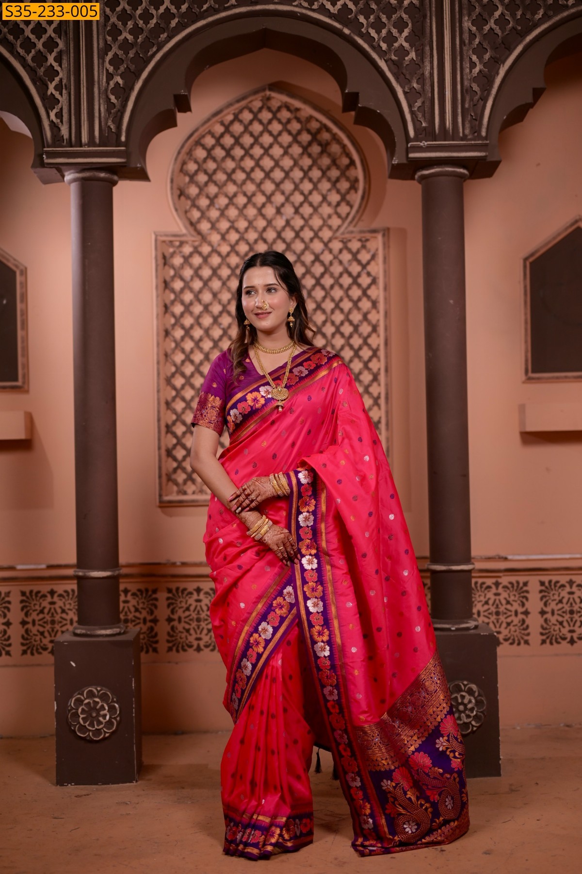 Peach Fancy Soft silk Saree