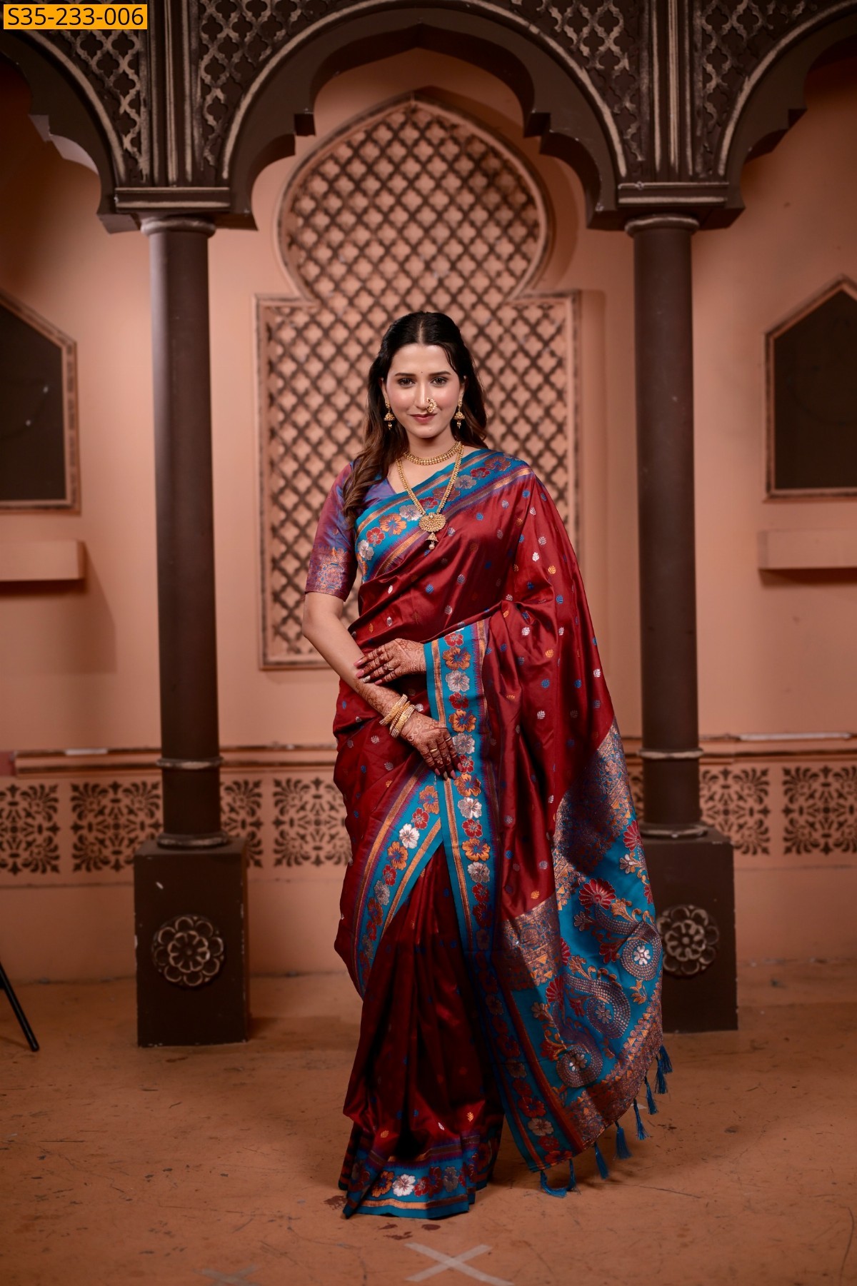 Maroon Fancy Soft silk Saree
