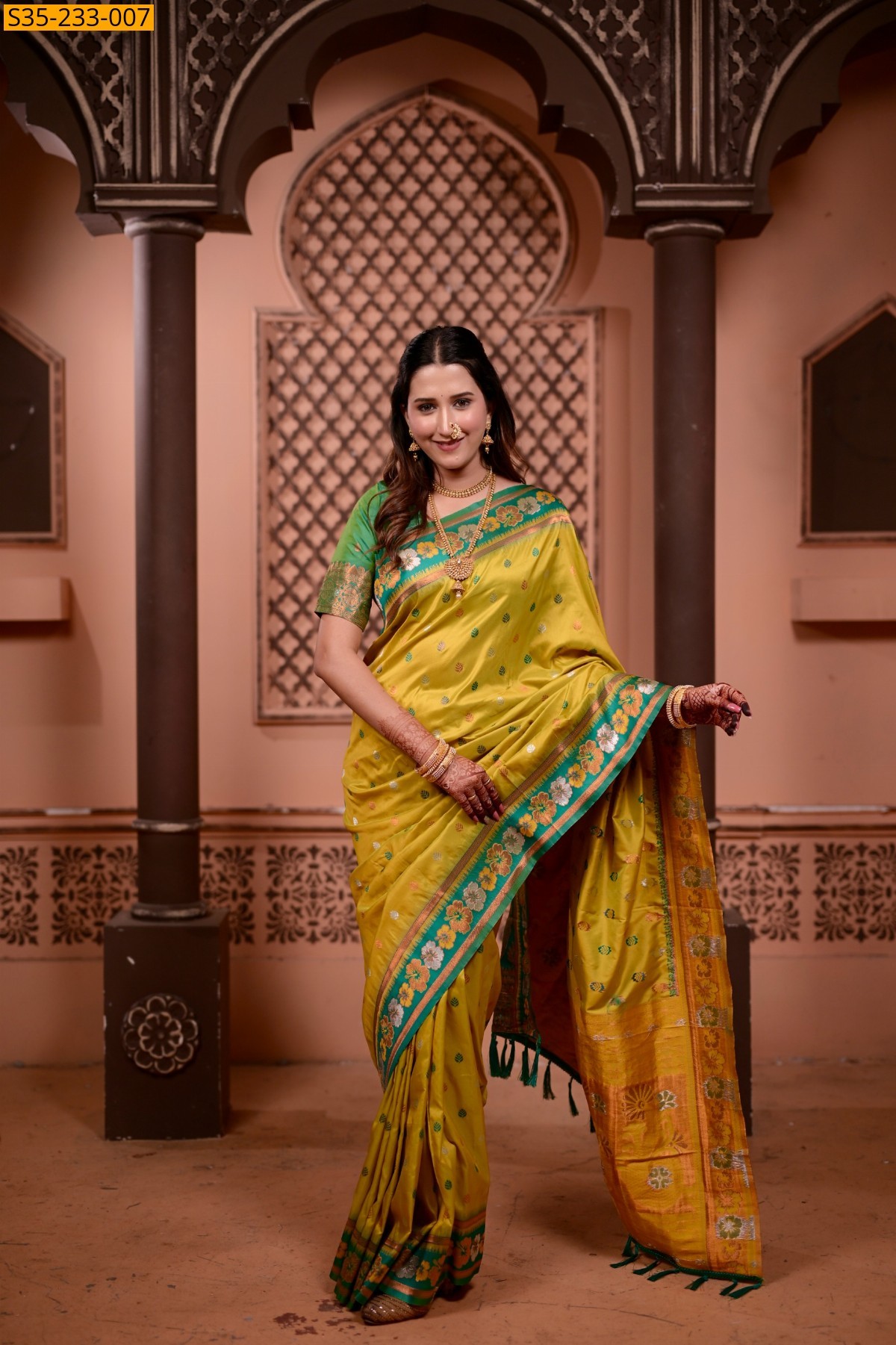 Olive Fancy Soft silk Saree