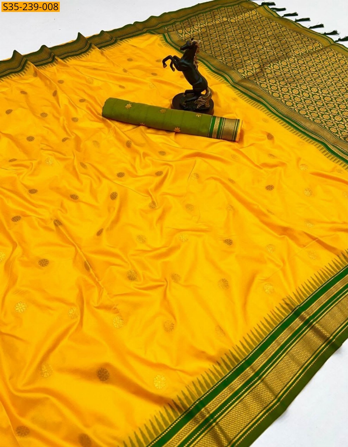 Yellow Fancy Kanji Gadwal Silk Sarees