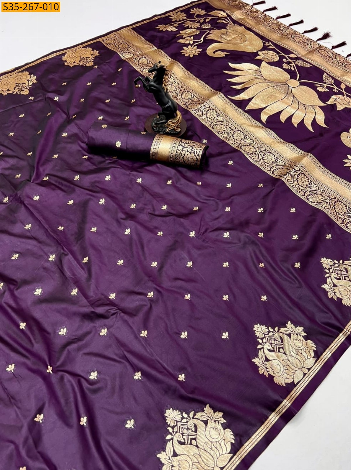 Wine Fancy Banarasi silk saree