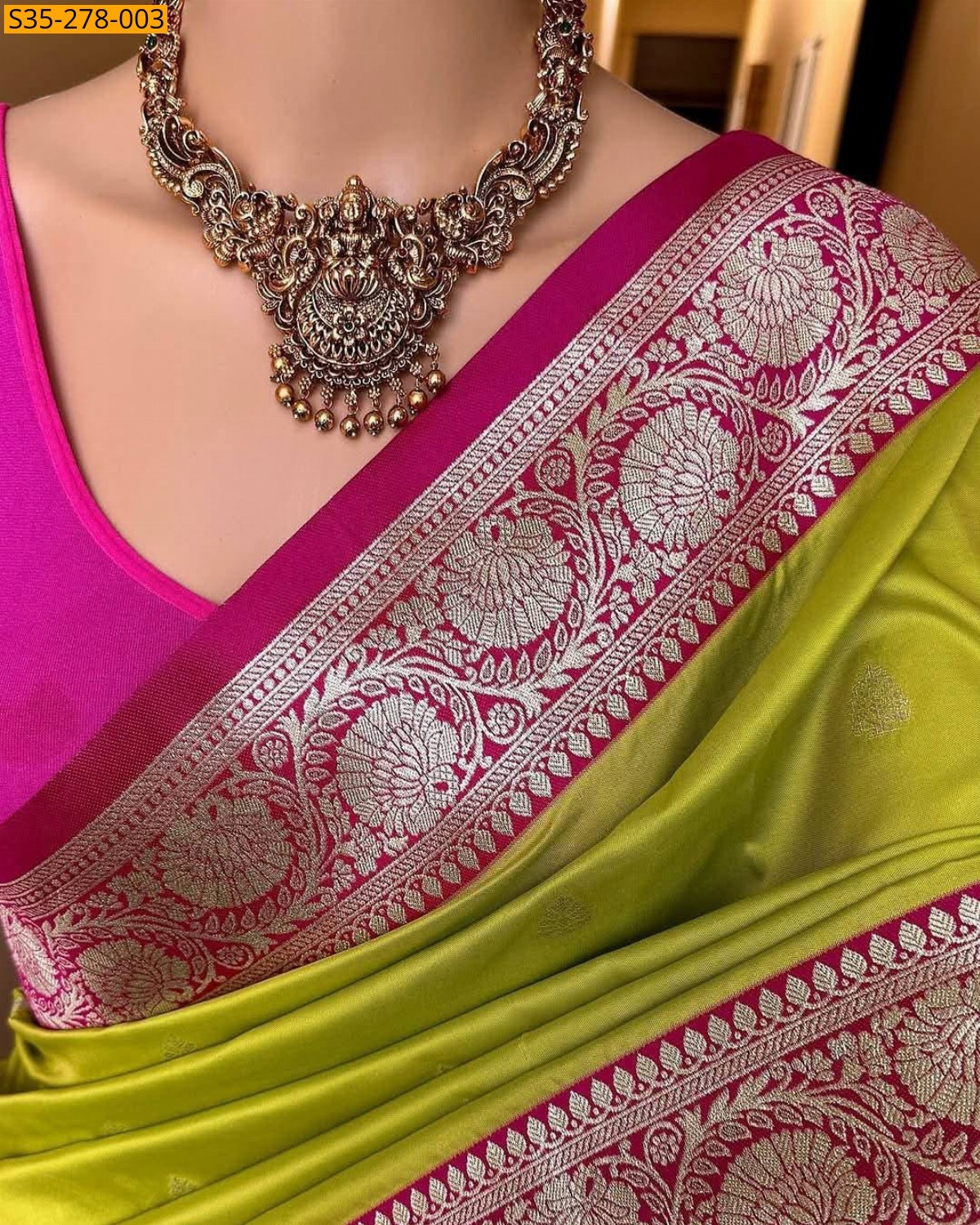 Green Fancy Banarasi soft silk saree