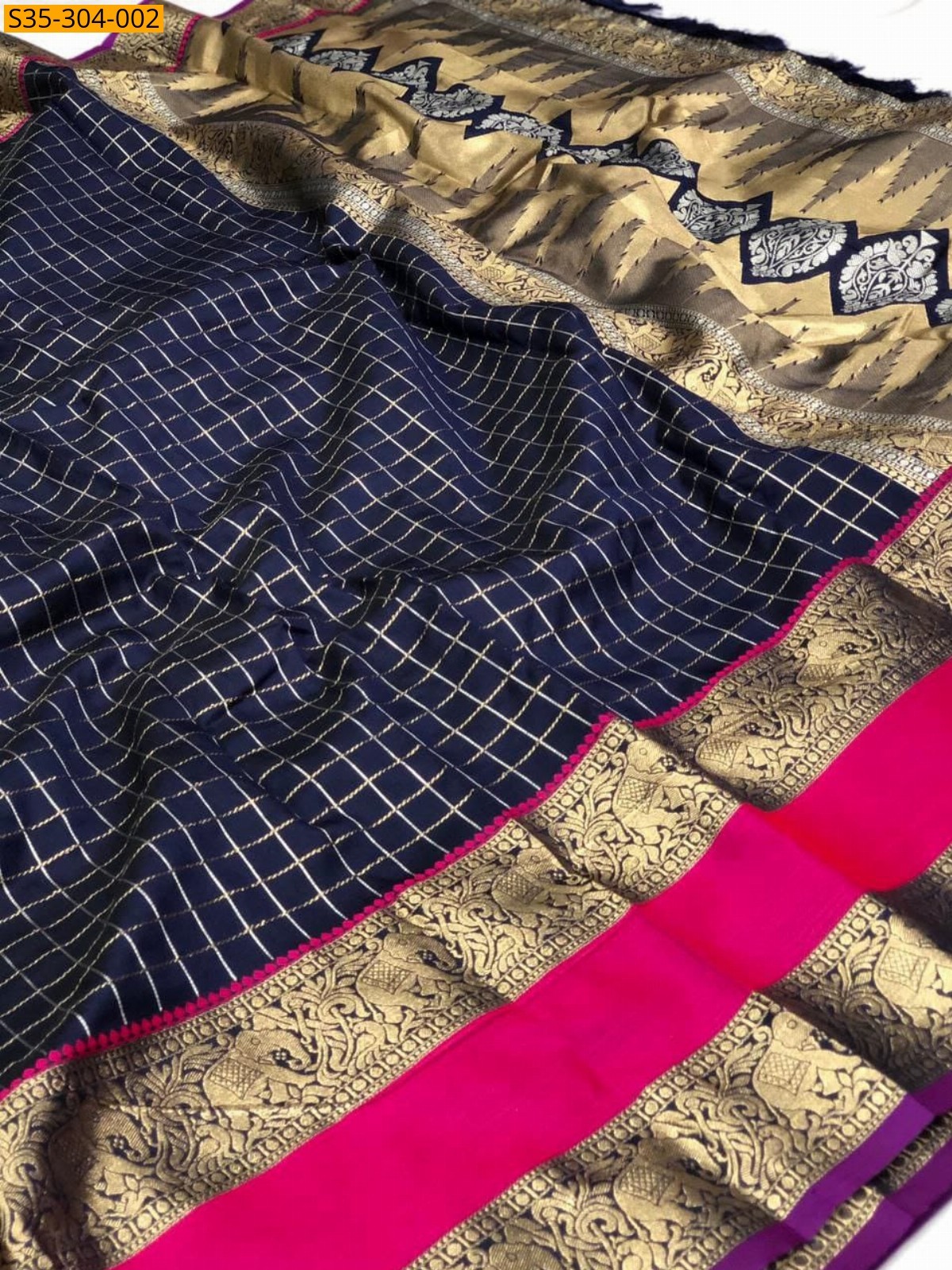 Navy Blue Fancy kanjivaram silk saree