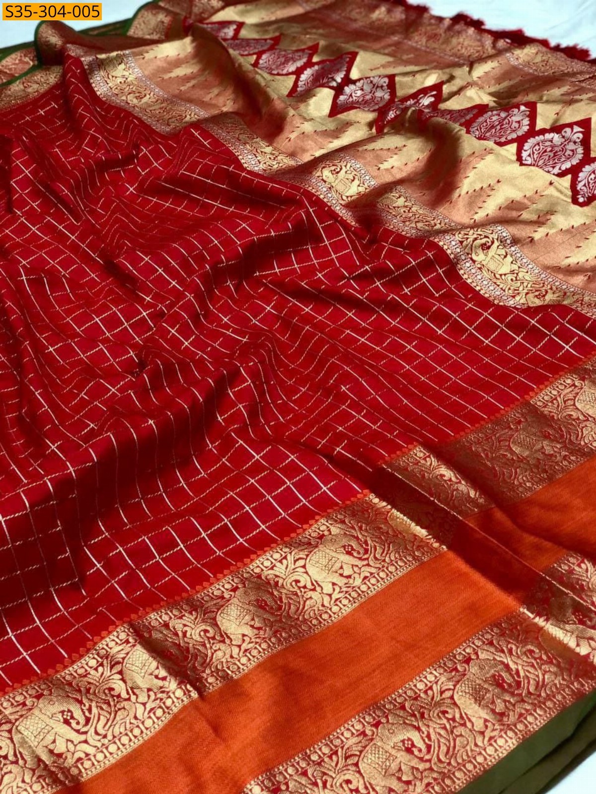 Red Fancy kanjivaram silk saree