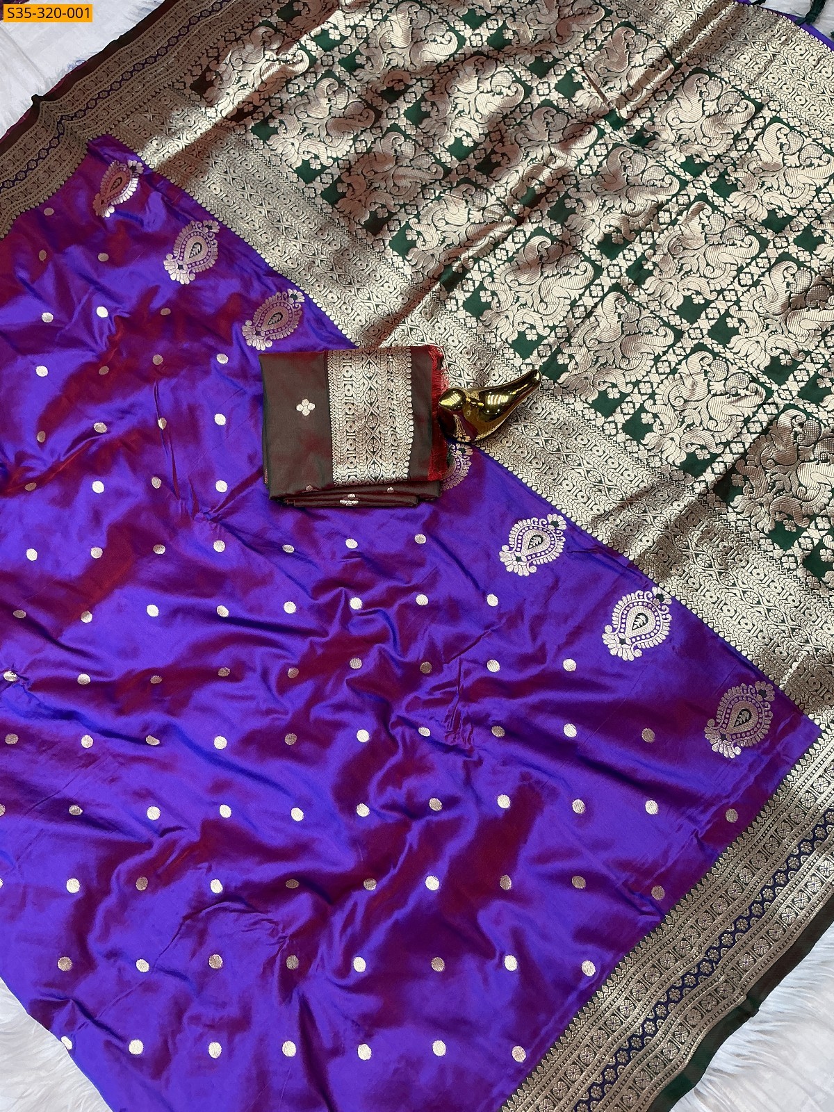 Purple Soft Banarasi Silk Saree