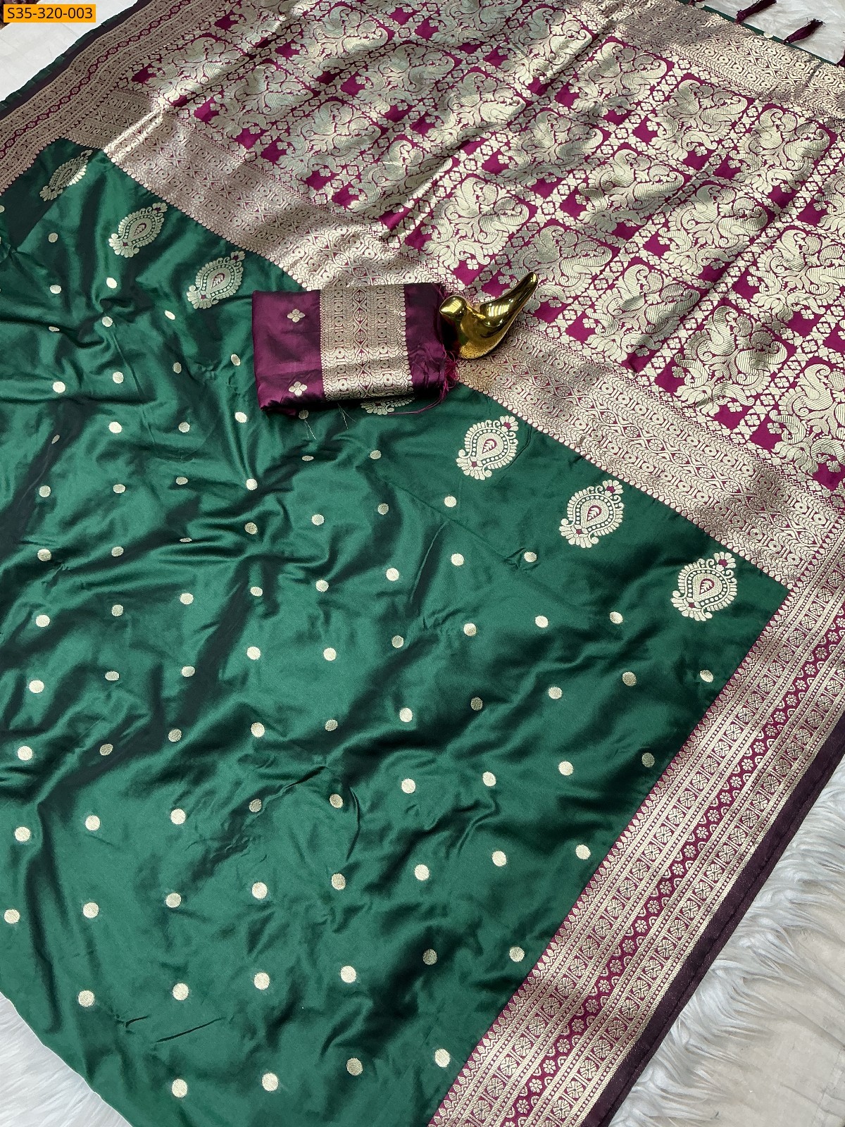 Green Soft Banarasi Silk Saree