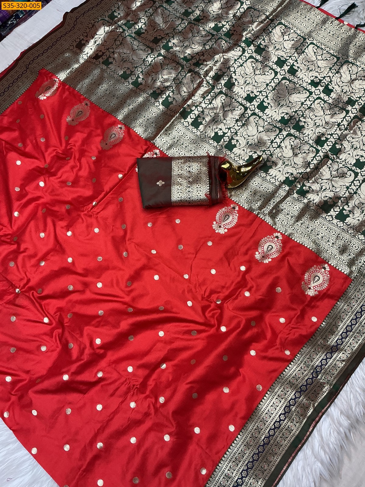 Orange Soft Banarasi Silk Saree