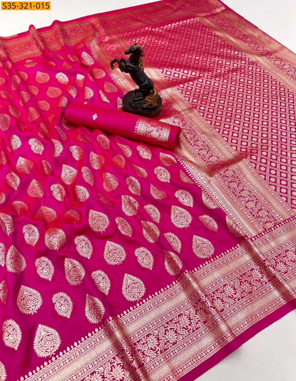 Pink Banarasi soft silk saree