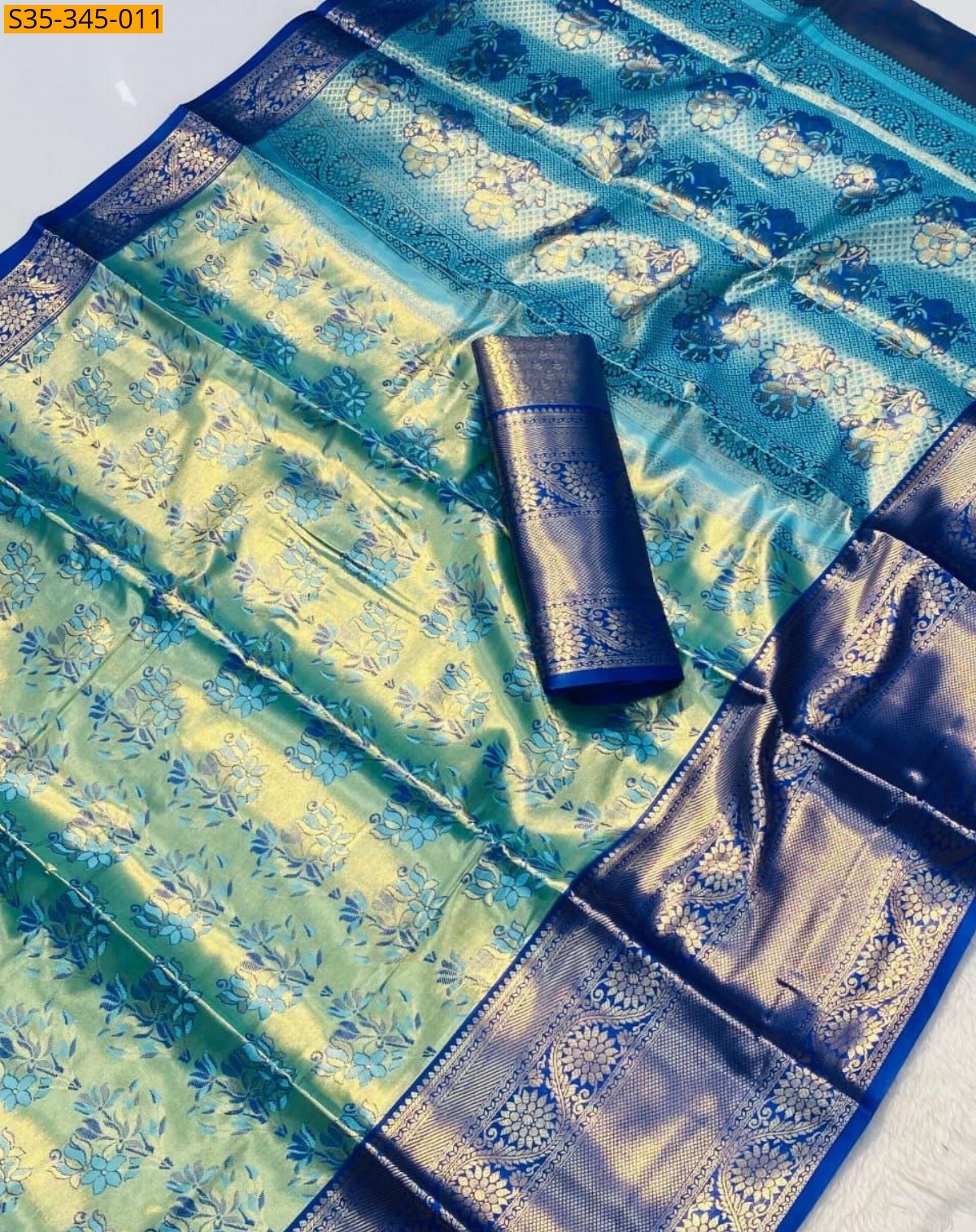 Blue Fancy Kanjivaram silk saree