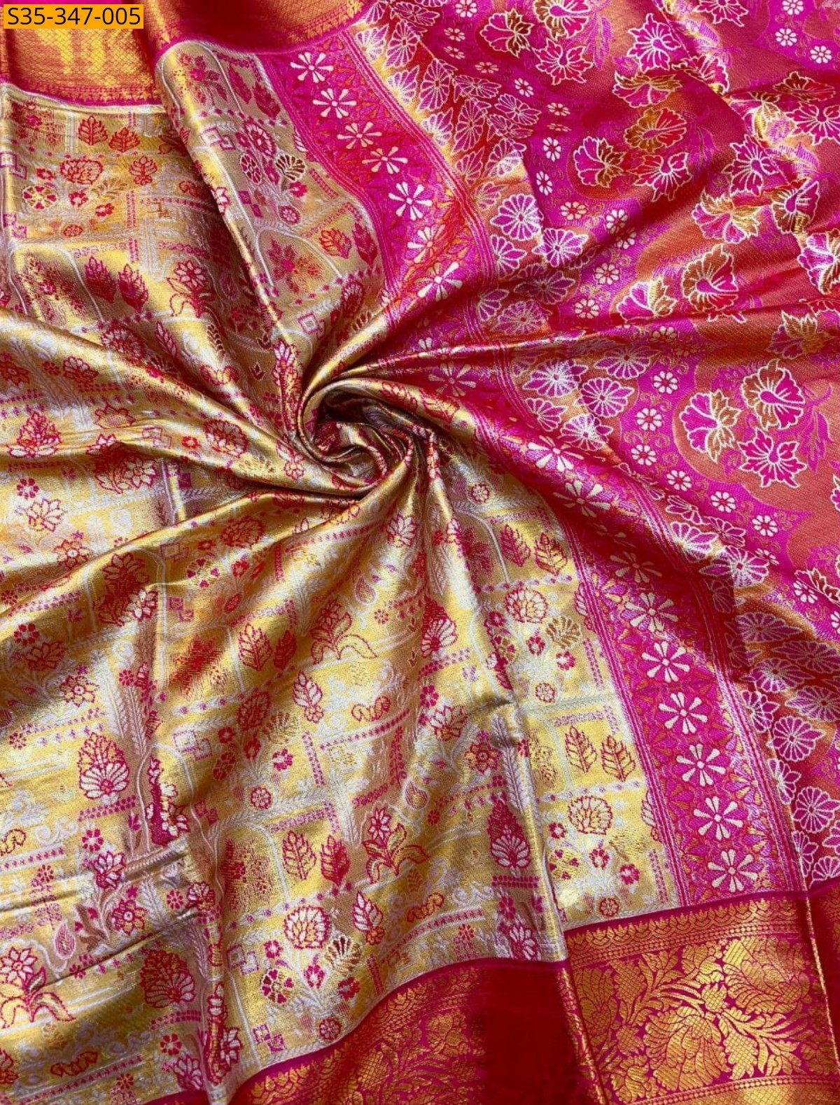 Pink Kanjivaram Semi Silk Sarees