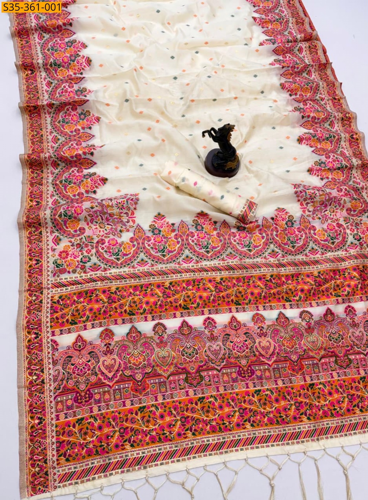 White Pashmina Kashmiri Sarees