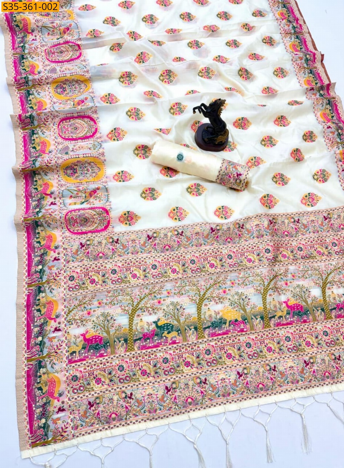 White Pashmina Kashmiri Sarees