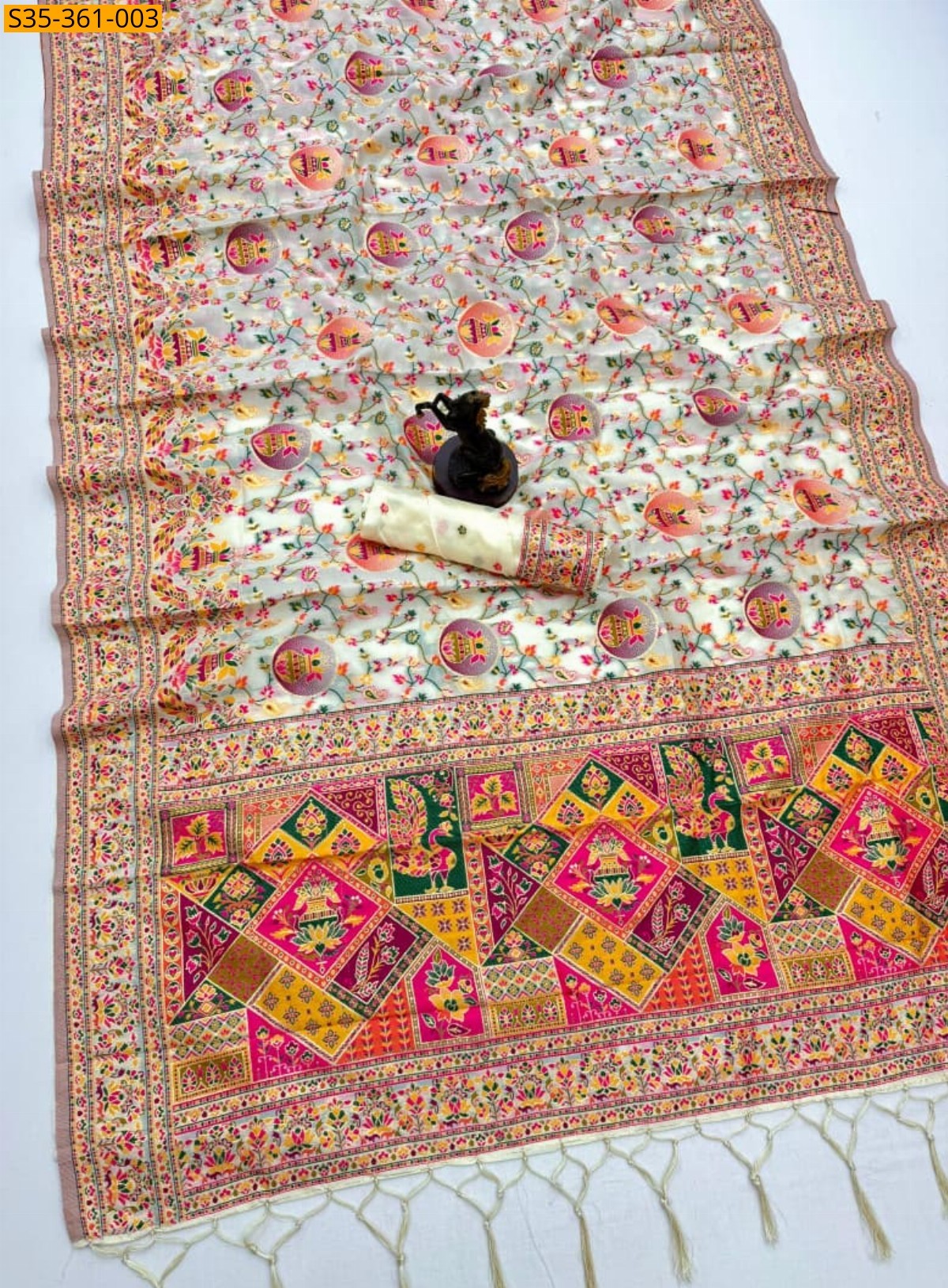 Wihite Pashmina Kashmiri Sarees
