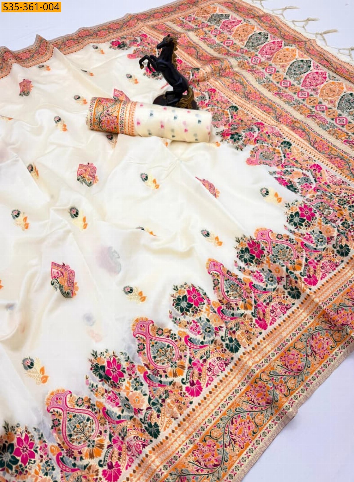 White Pashmina Kashmiri Sarees