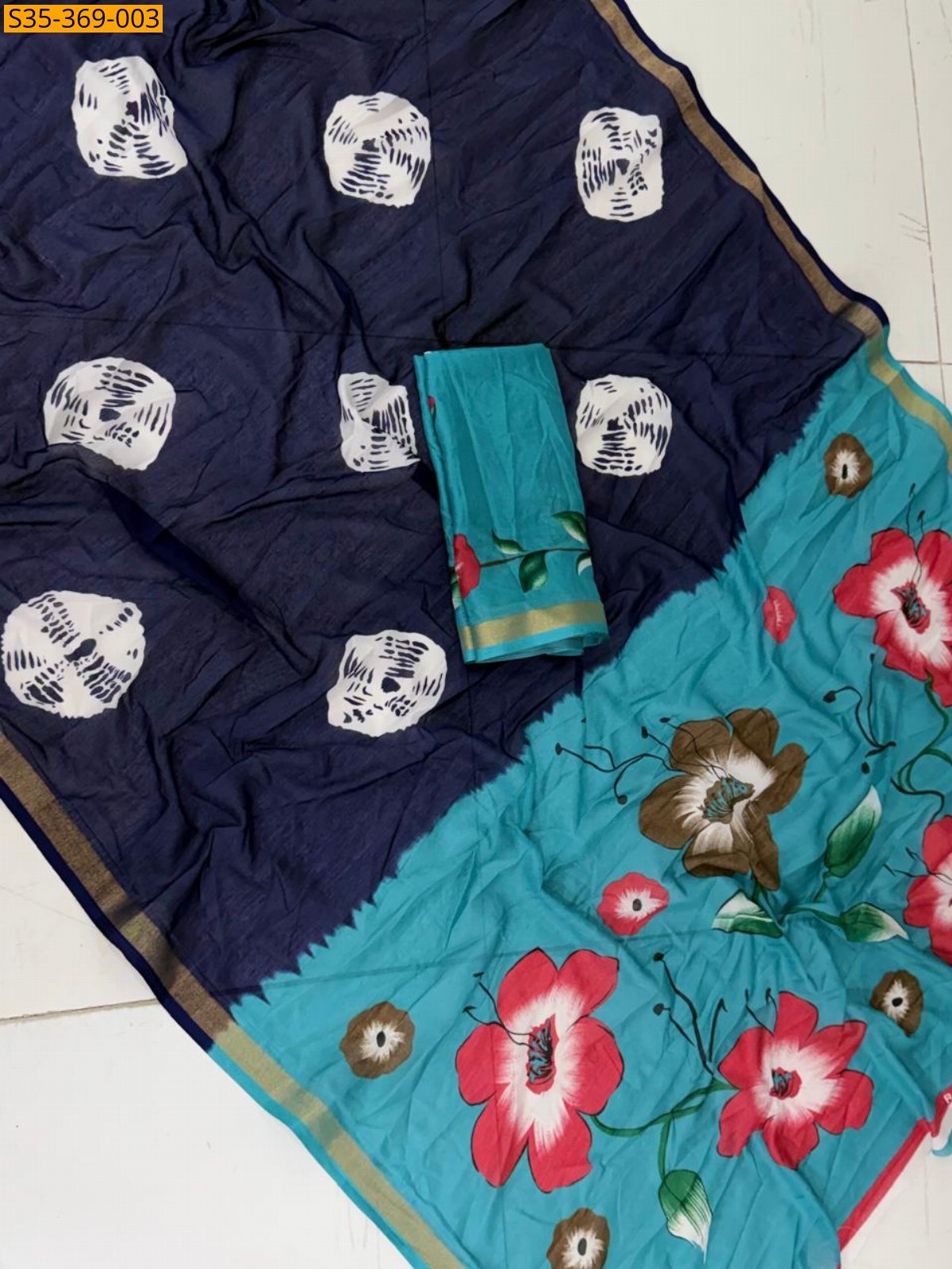 Blue Fancy Linen Saree
