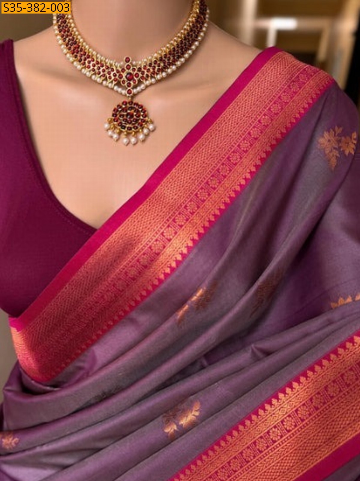 Onion Pink Fancy Soft banarasi silk saree