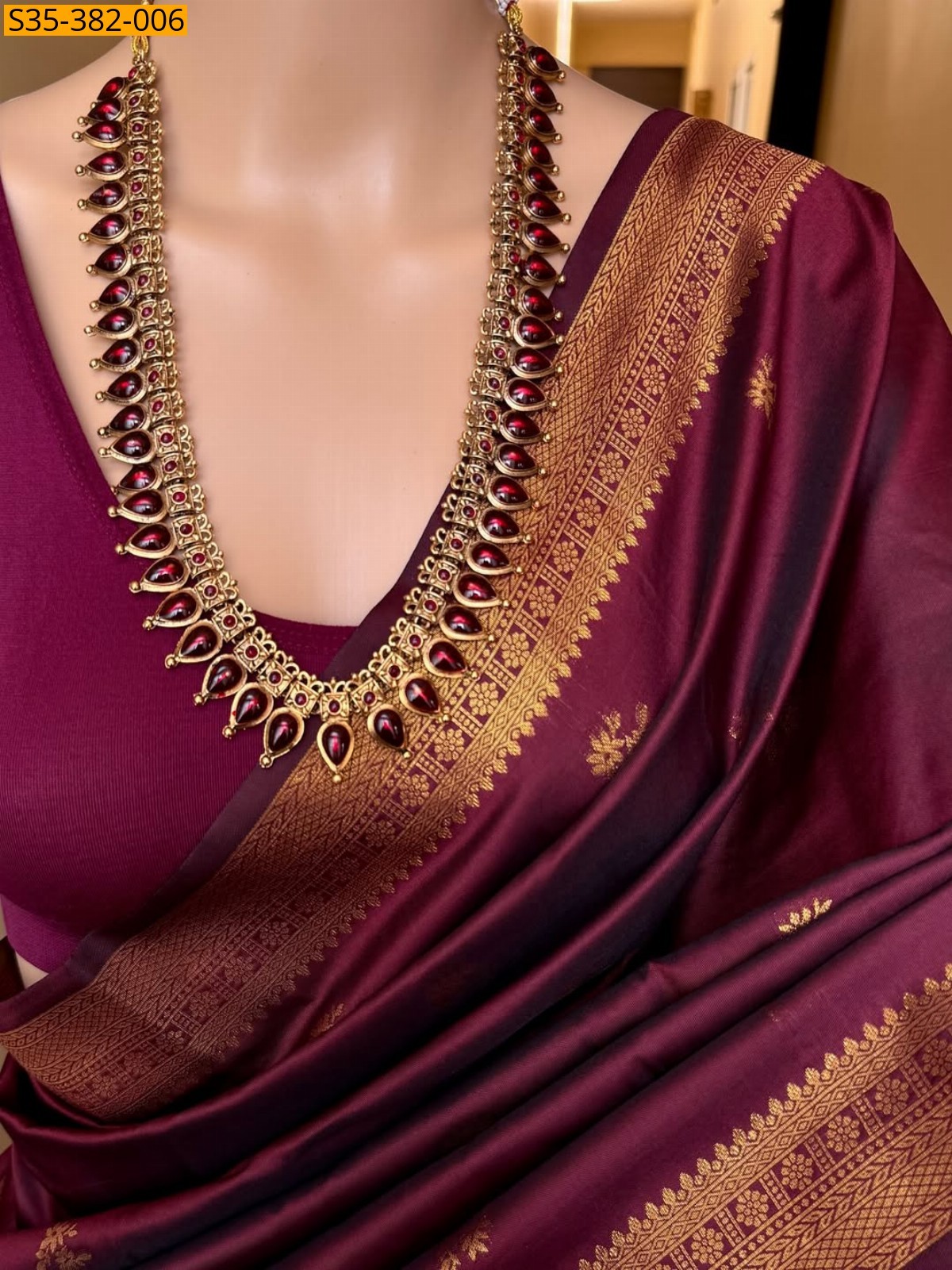 Maroon Fancy Soft banarasi silk saree