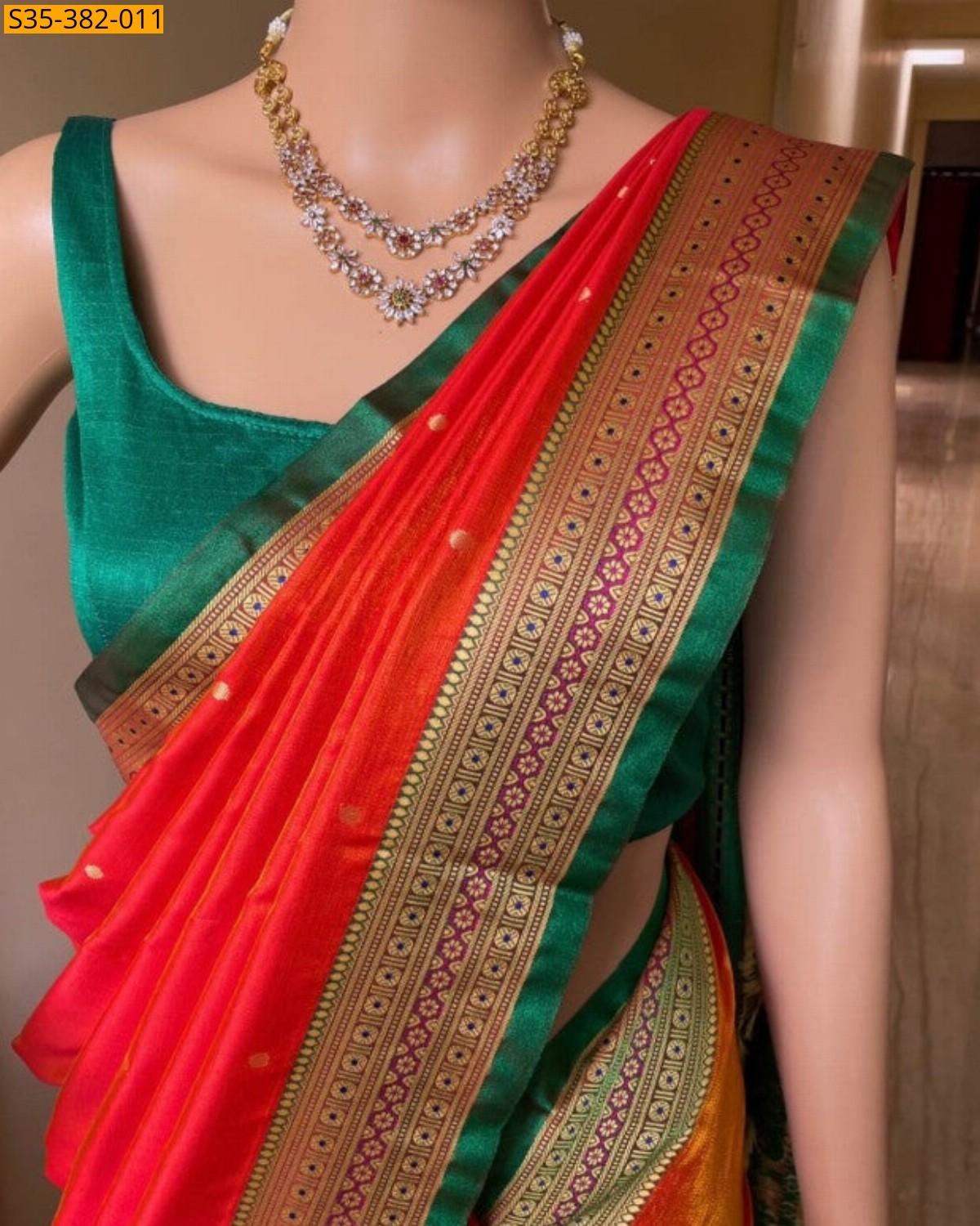 Orange Fancy Soft banarasi silk saree