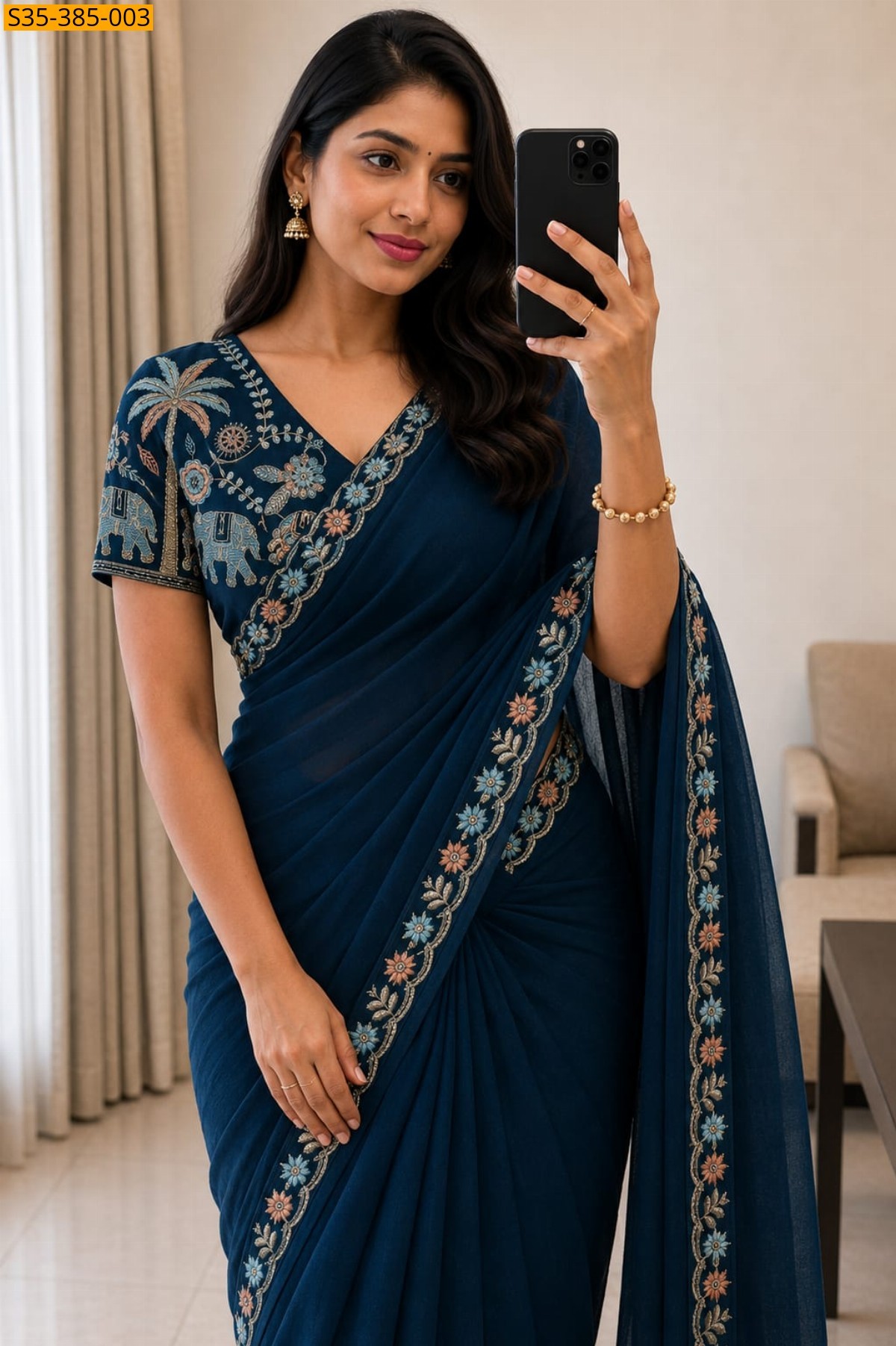 Morpitch Fancy Star Georgette Saree