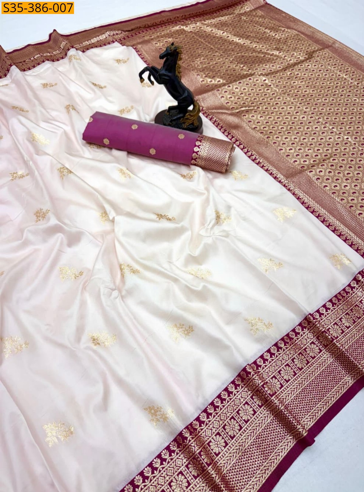 Half White Fancy banarasi silk saree
