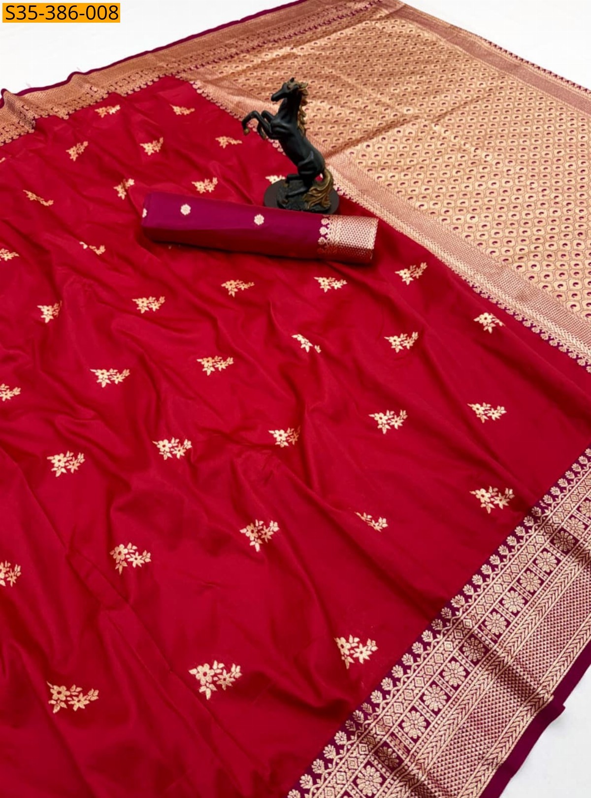 Red Fancy banarasi silk saree